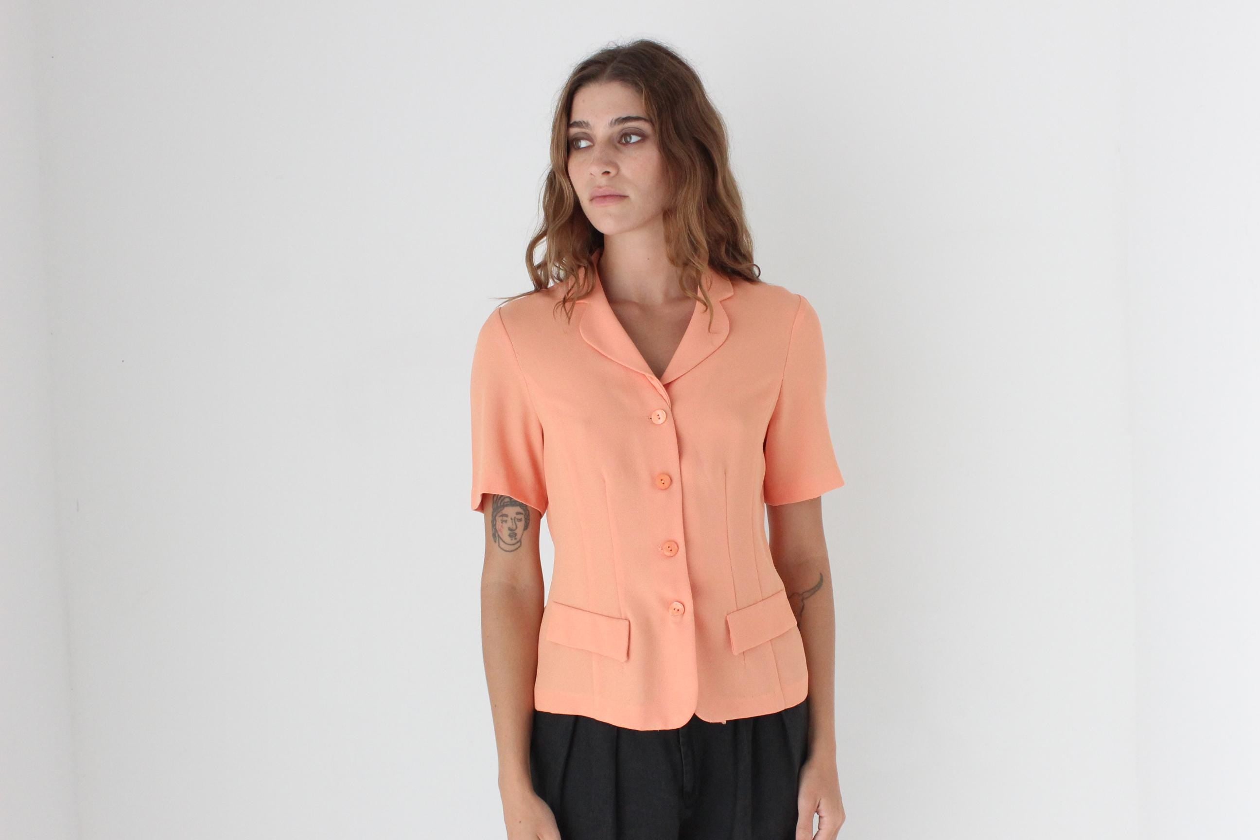 80s Sherbet Crepe Short Sleeve Button Up