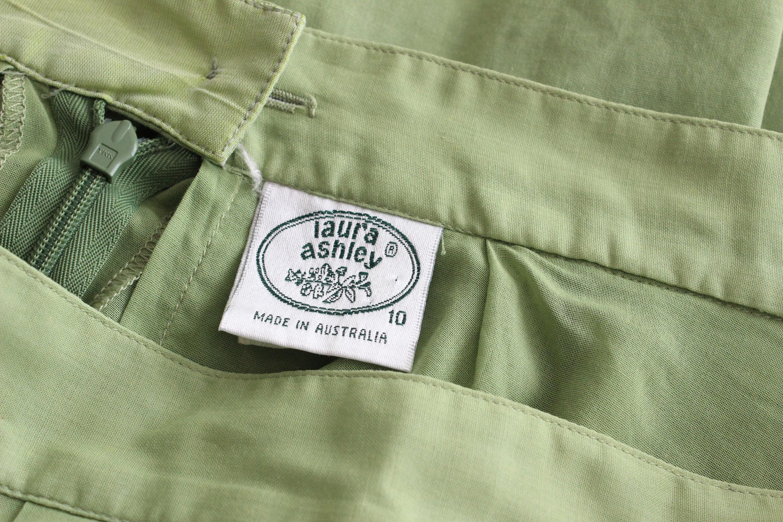 90s Laura Ashley Apple Green Cotton Skirt