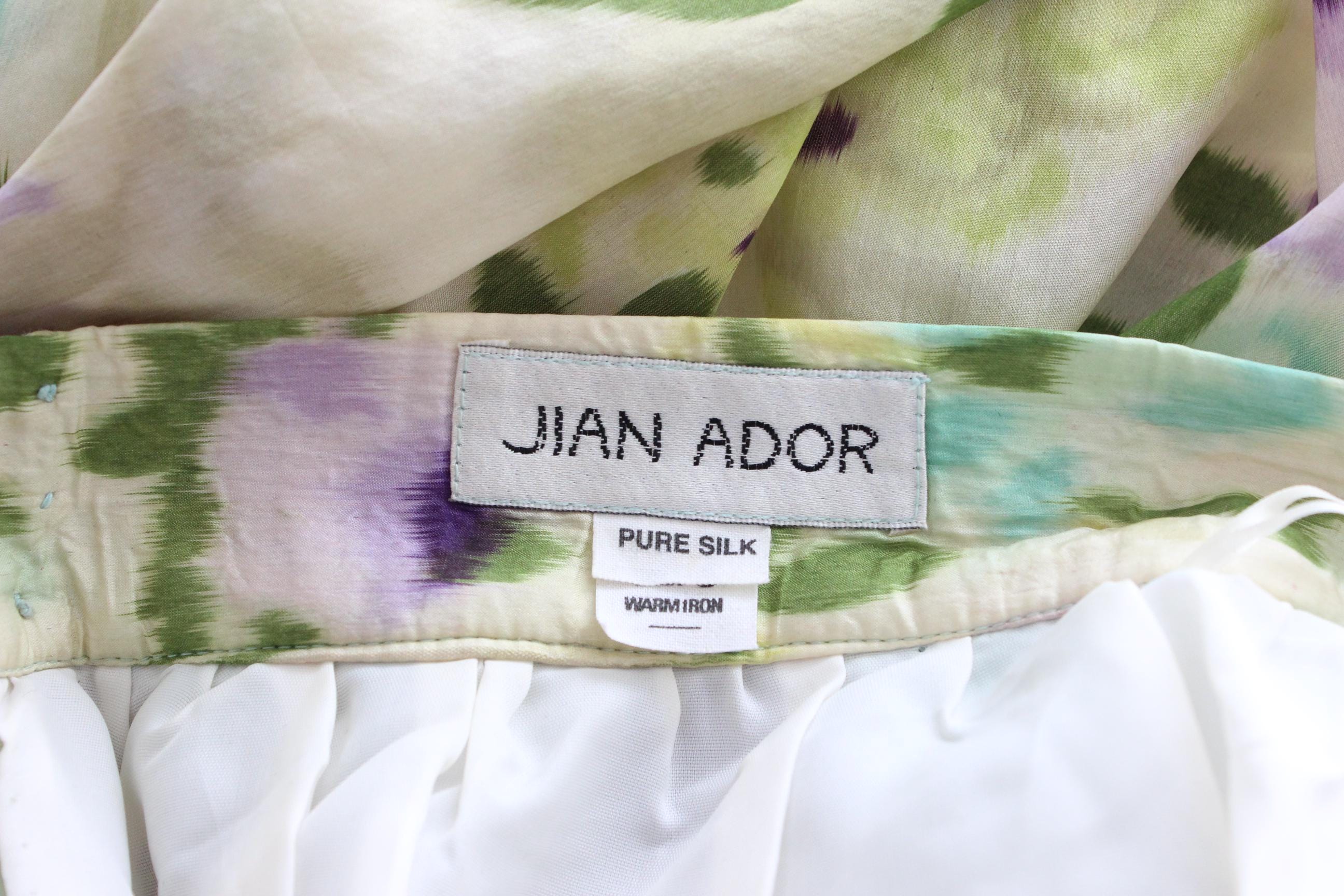 80s Pure Silk Watercolour Floral Skirt