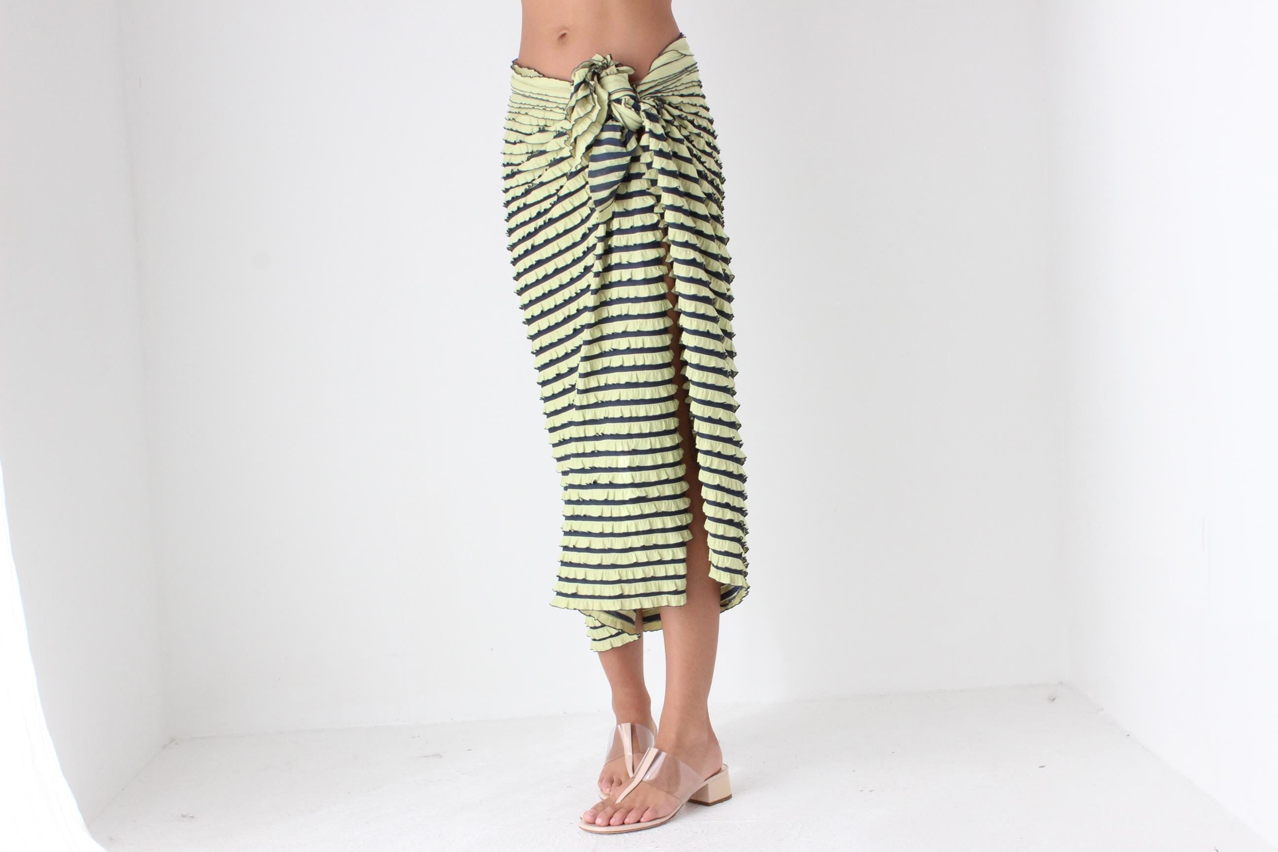 90s 3D Frill Sarong / Tie Up Skirt
