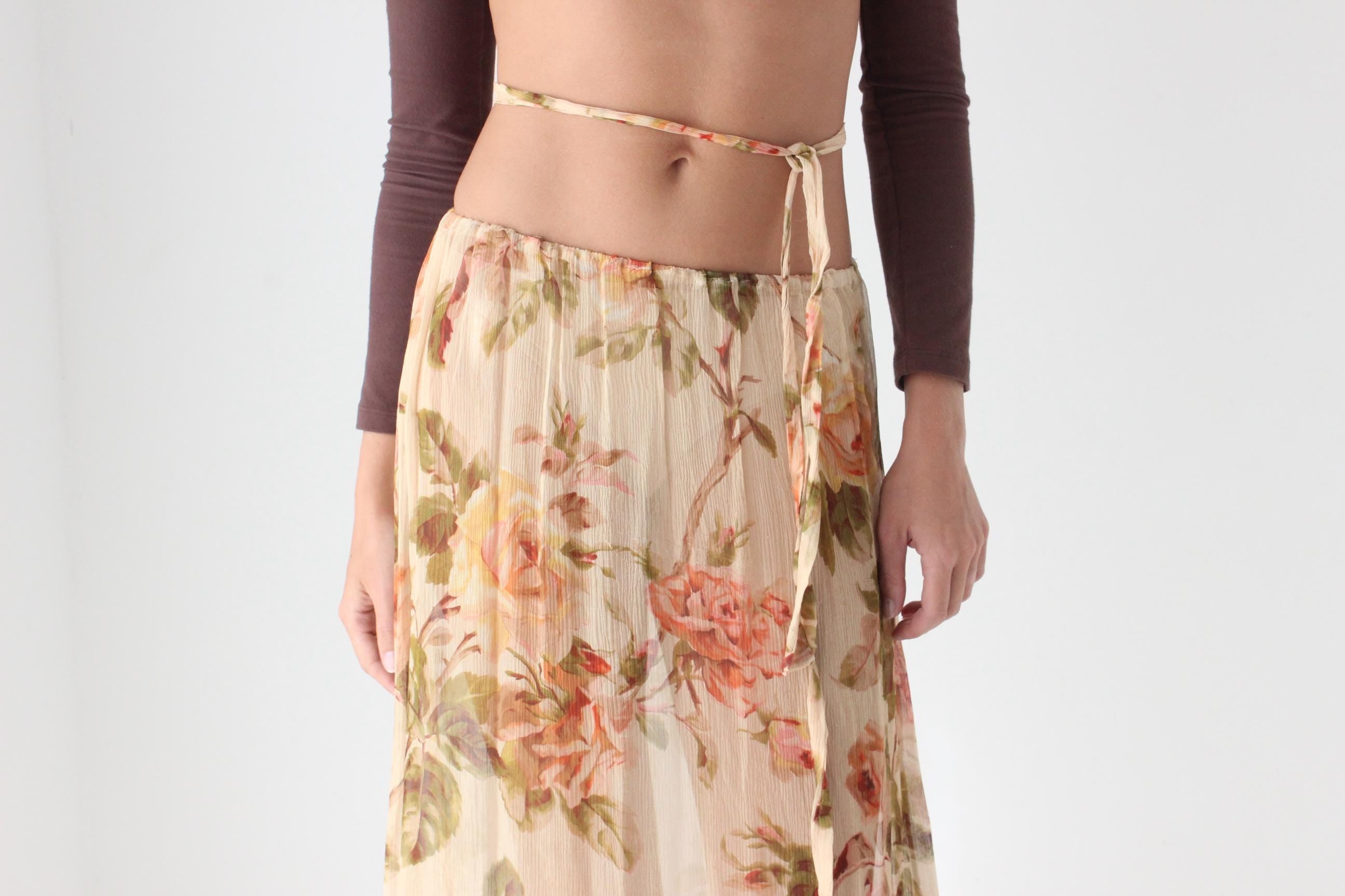 2000s Zimmermann Sheer Floral Silk Skirt