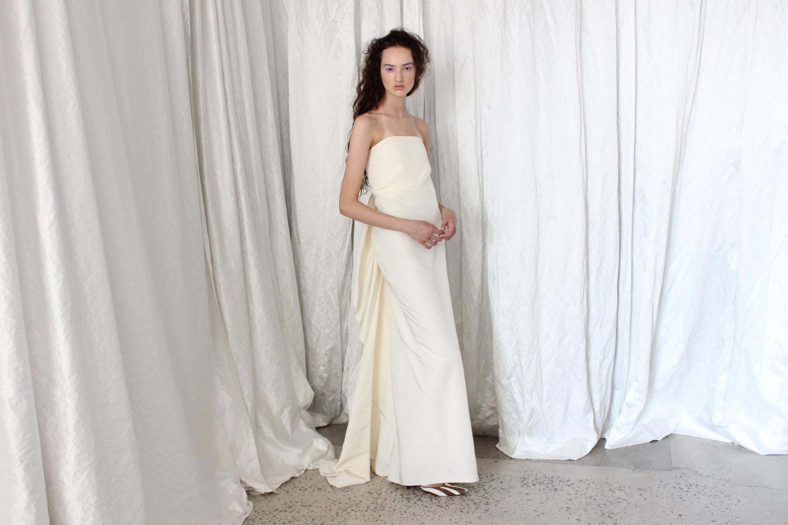 2013 LANVIN Blanche by Alber Elbaz Strapless Silk Faille Column Gown w/ Ruffle