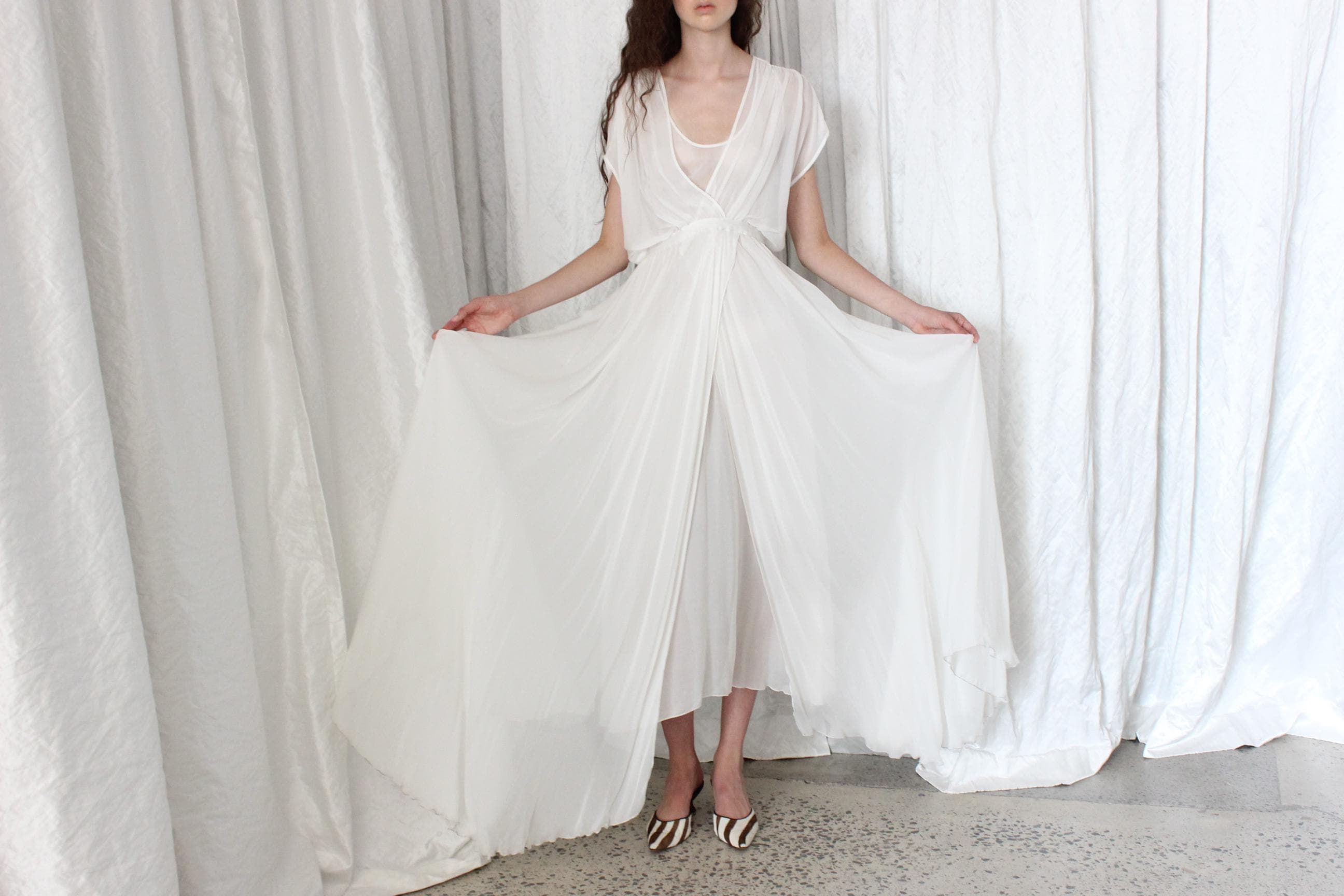 Contemporary Italian Designer Forte Forte Wispy White Silk Gown