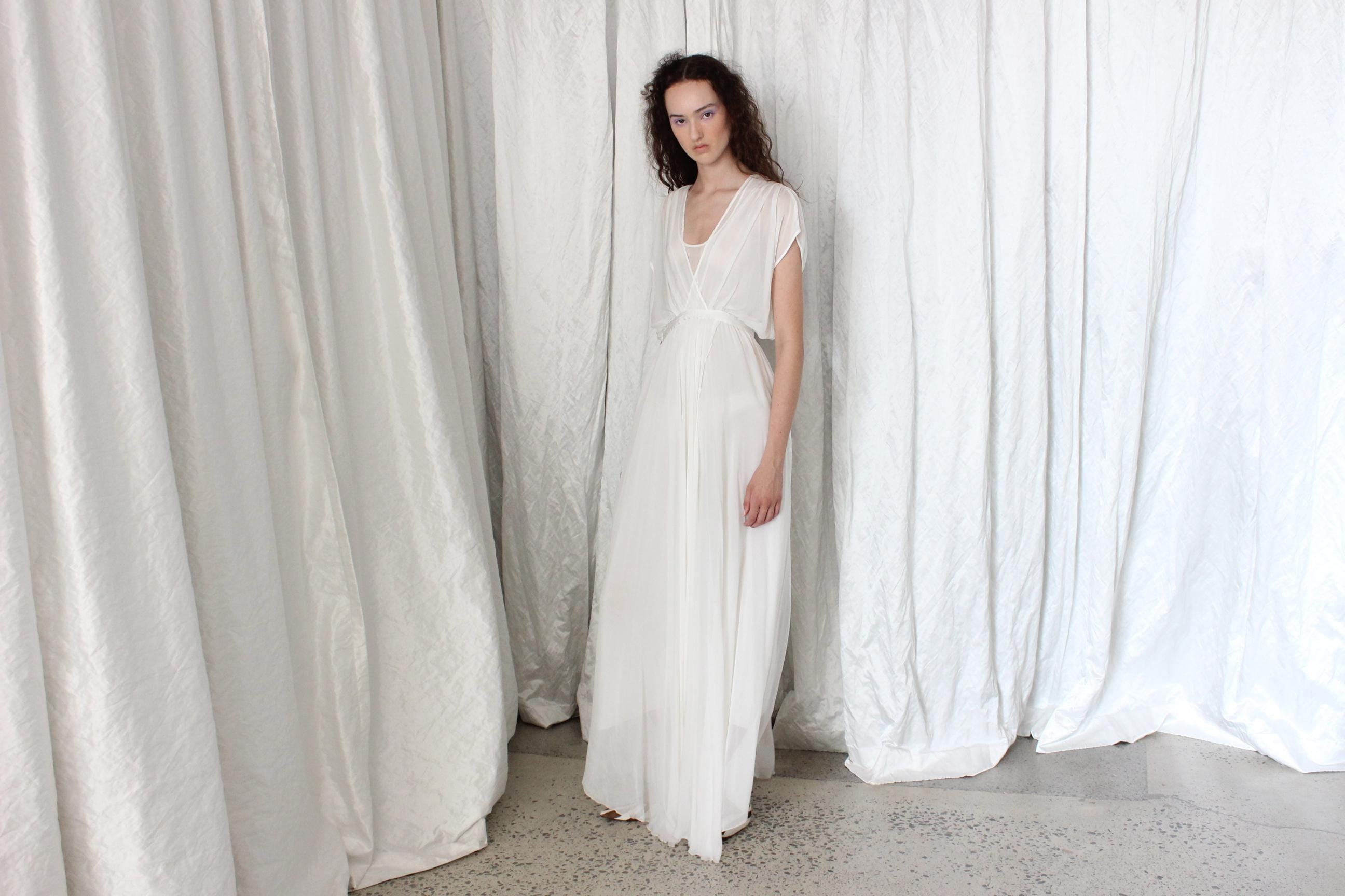 Contemporary Italian Designer Forte Forte Wispy White Silk Gown