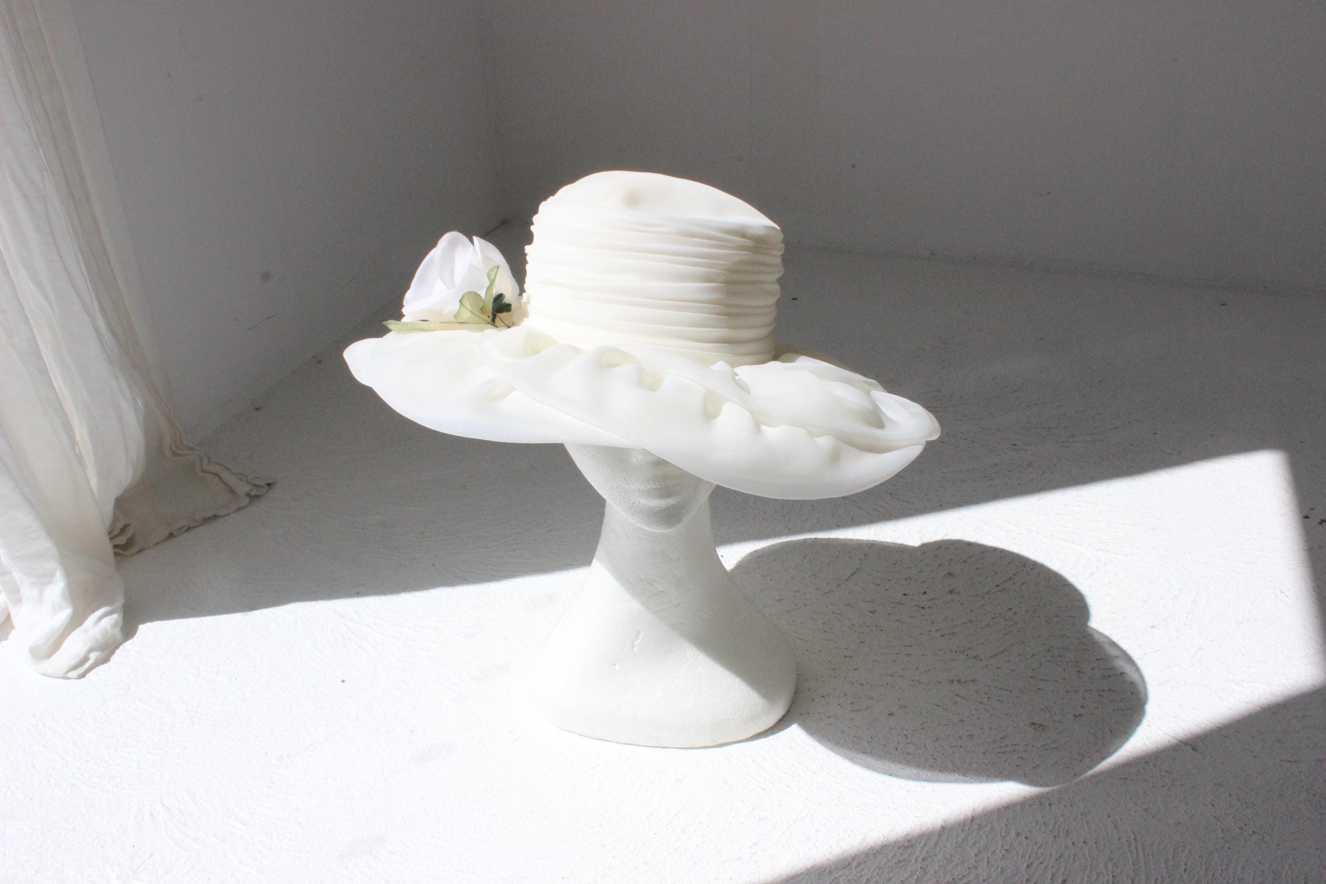 70s Bianca Jagger Ivory Wide Brim Hat