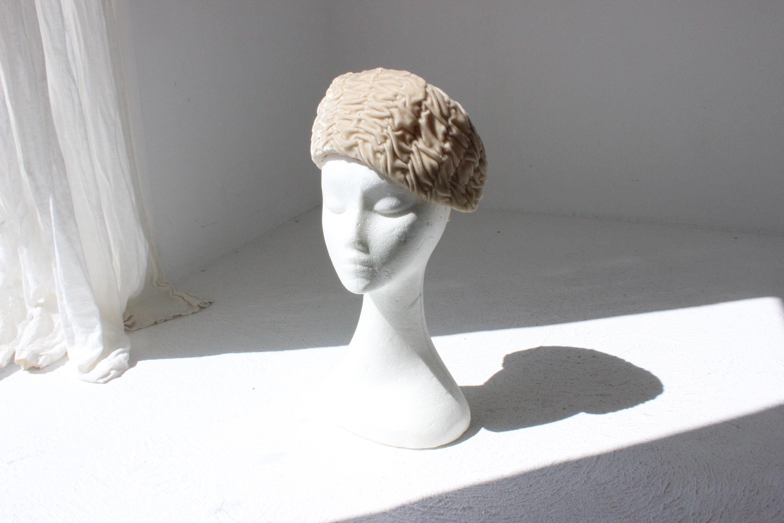 60s Ruched Velvet Sculptural Hat