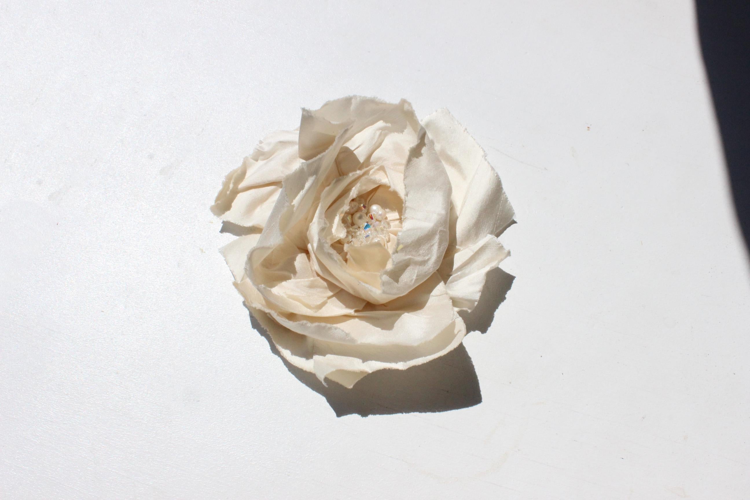 Vintage Silk Dupion Oversized Rosette Brooch