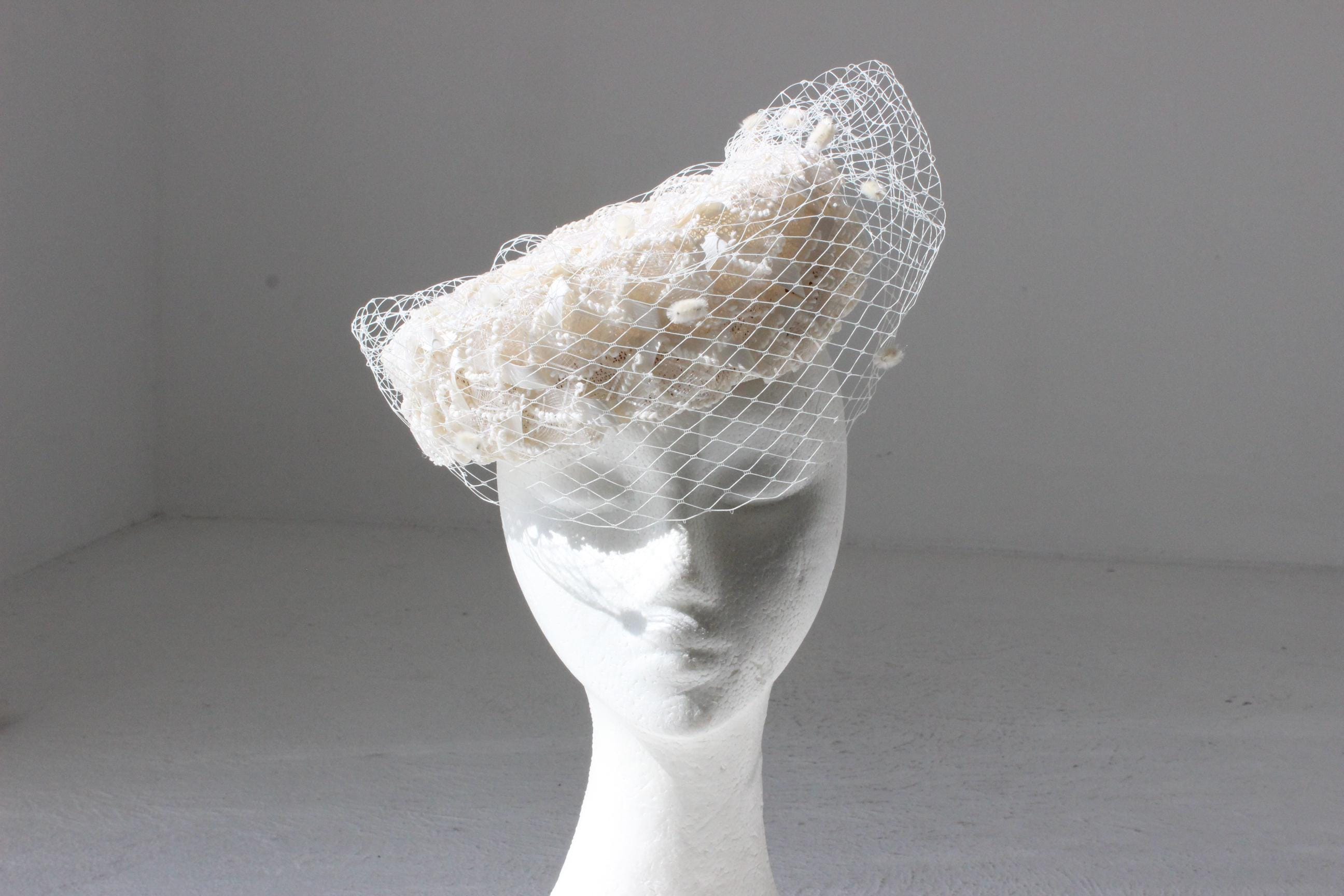 60s Raffia Veil Hat