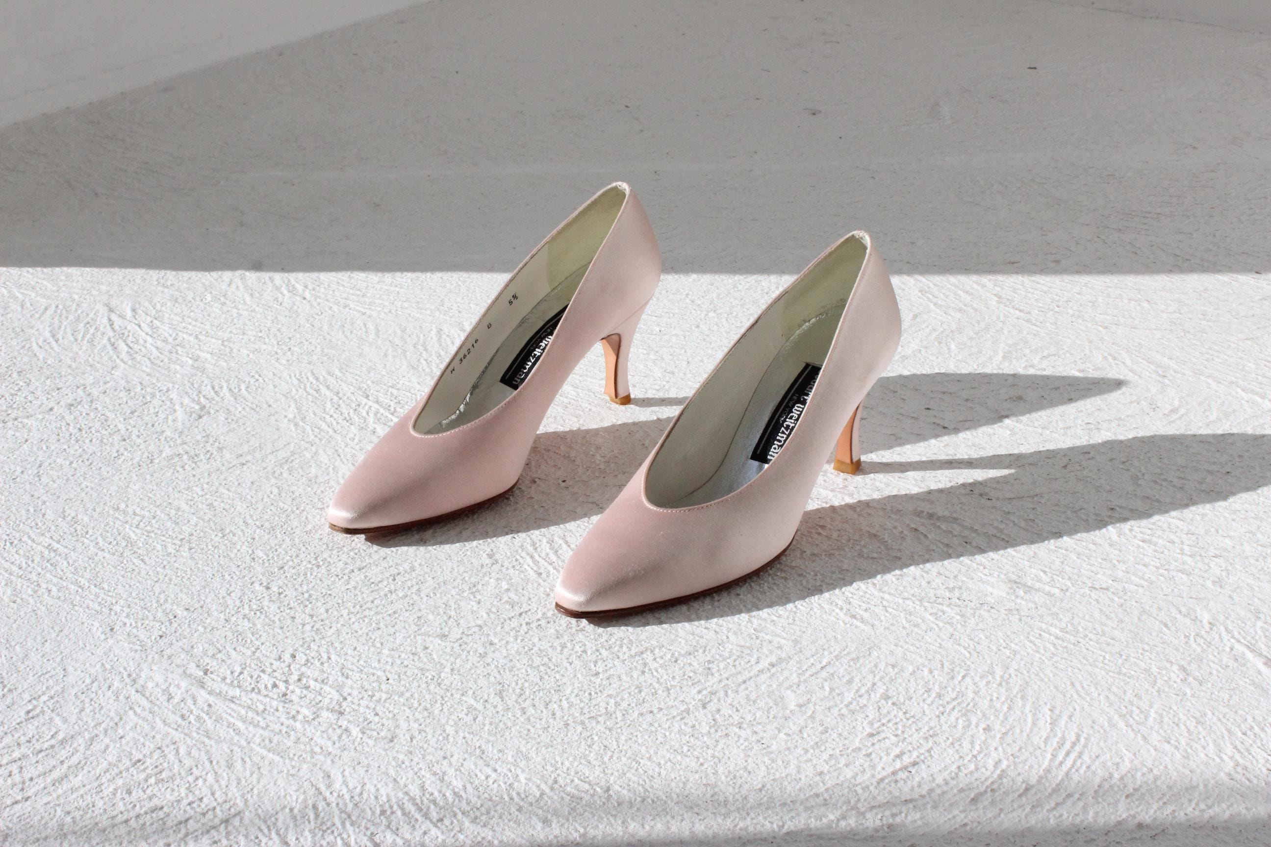 90s Stuart Weitzman Ballet Pink Satin Pumps - Euro 35