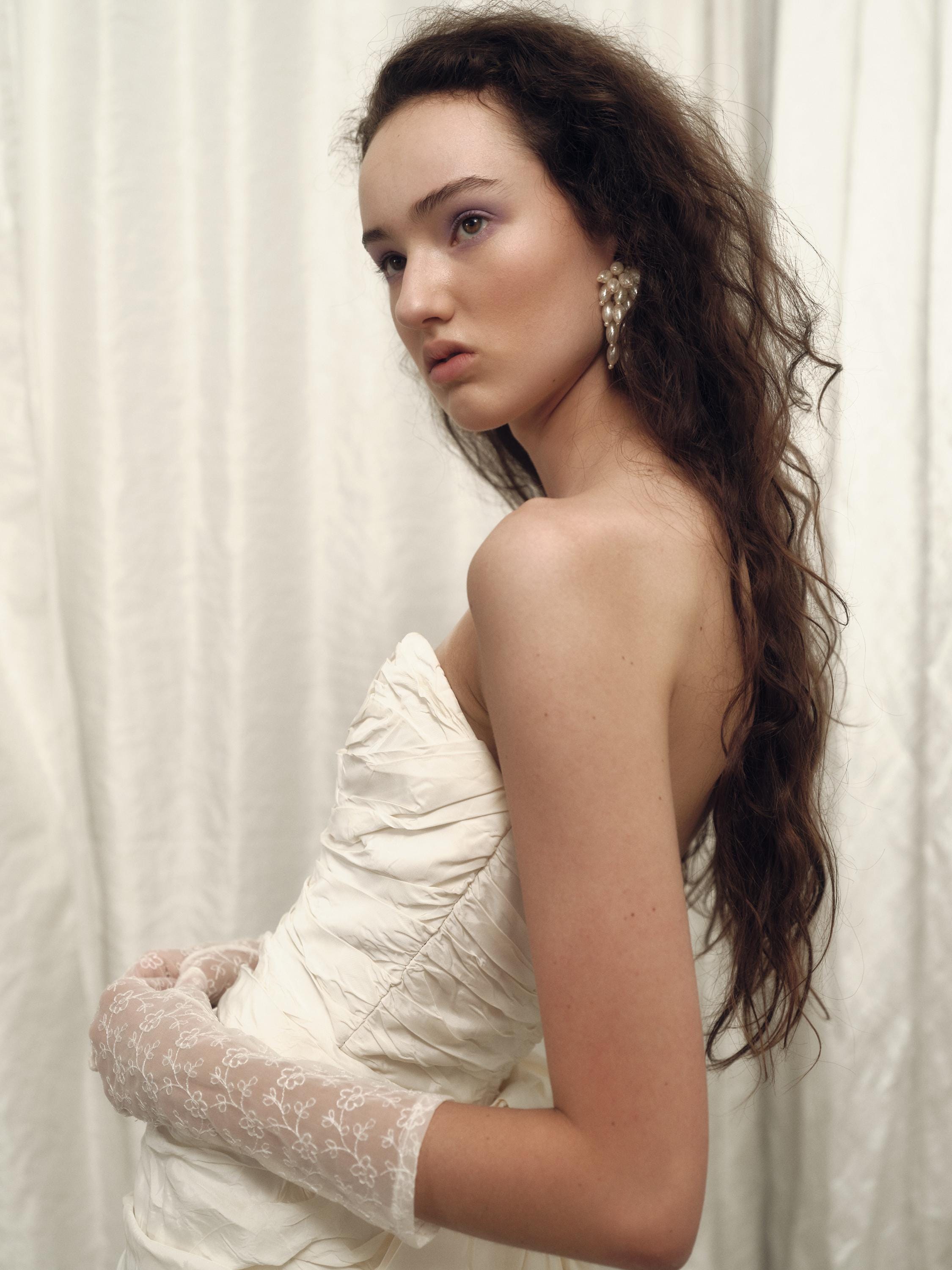 80s Victor Costa Strapless Textural Taffeta Gown