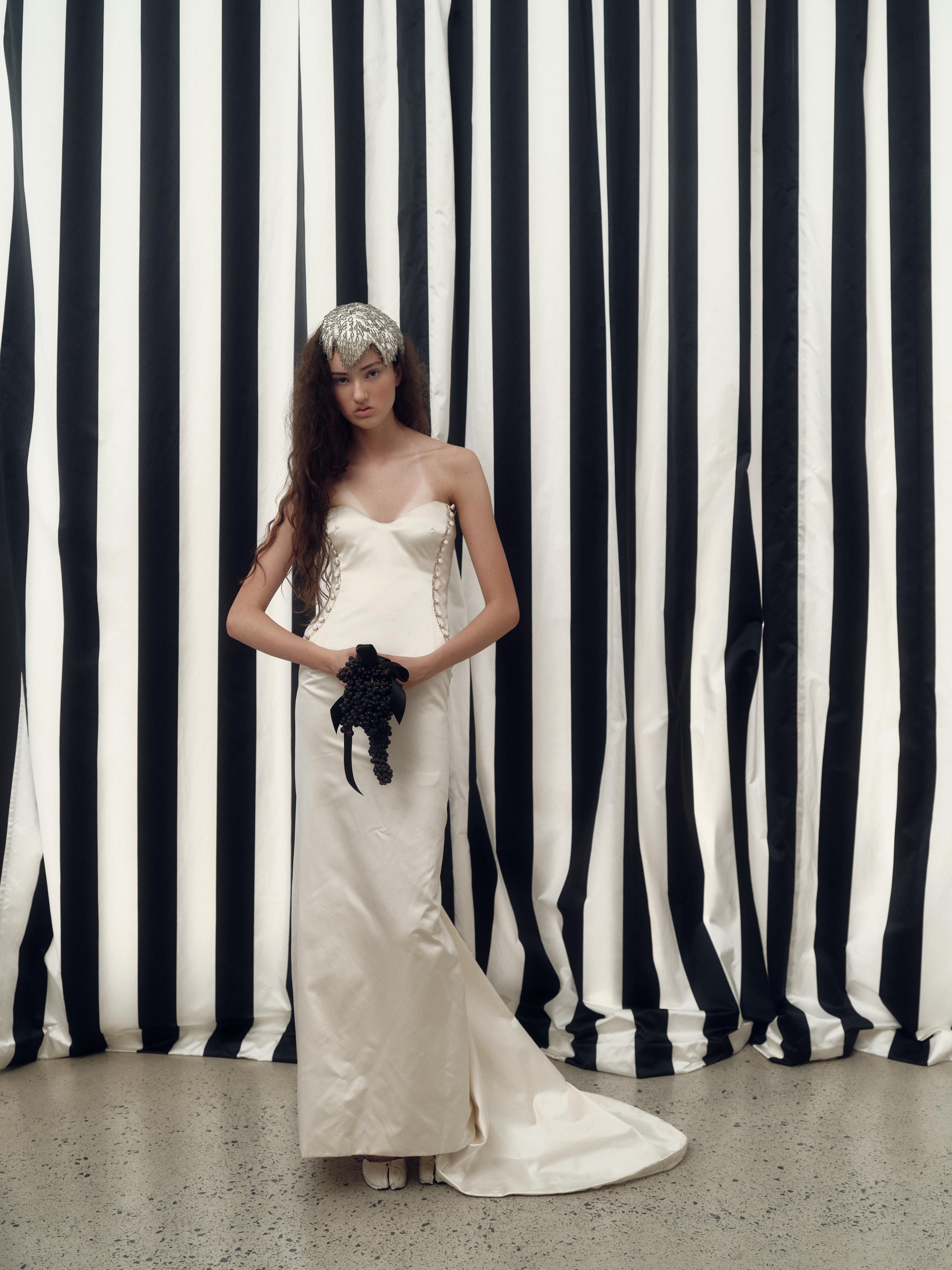 2011 Douglas Hannant Silk Satin Deconstructed Mermaid Gown