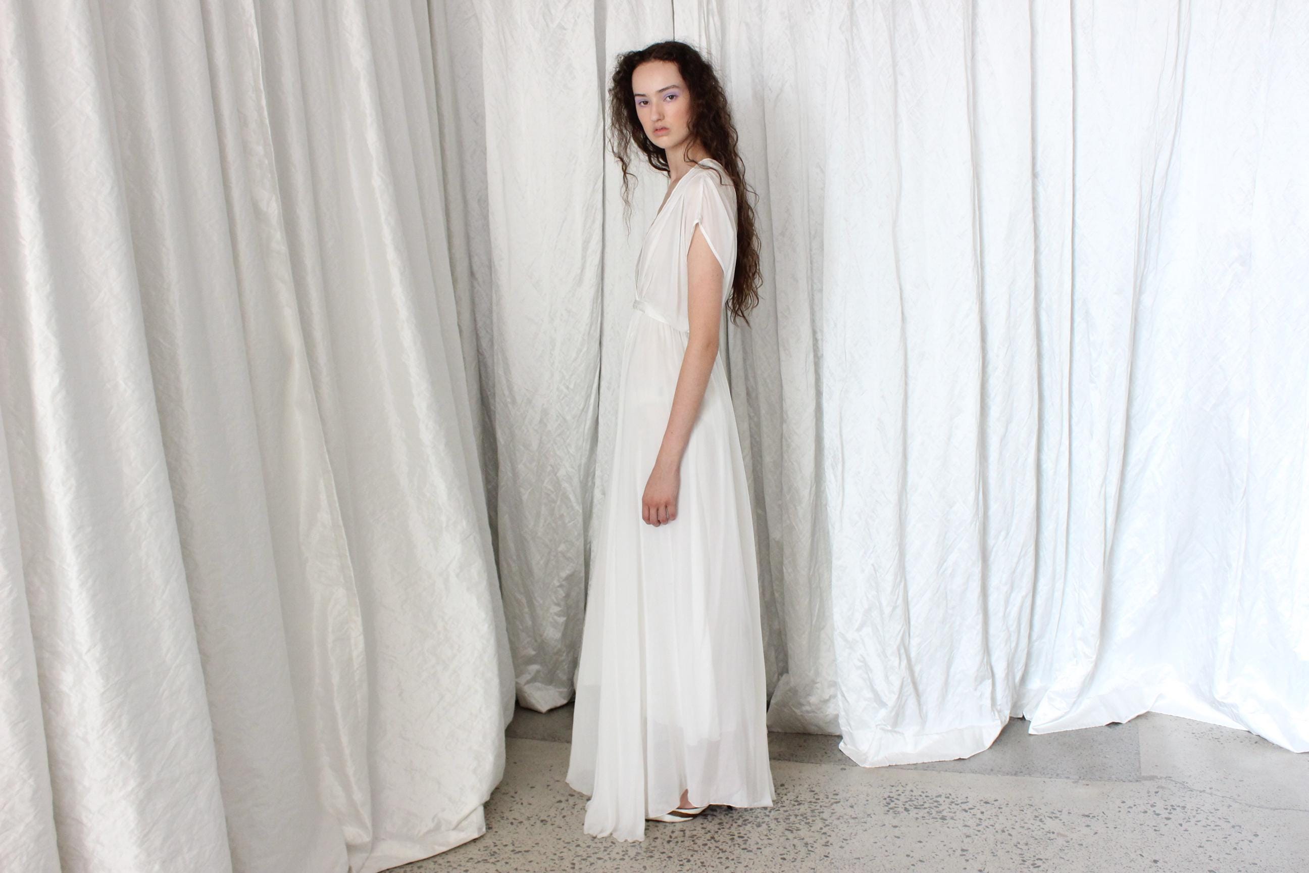Contemporary Italian Designer Forte Forte Wispy White Silk Gown