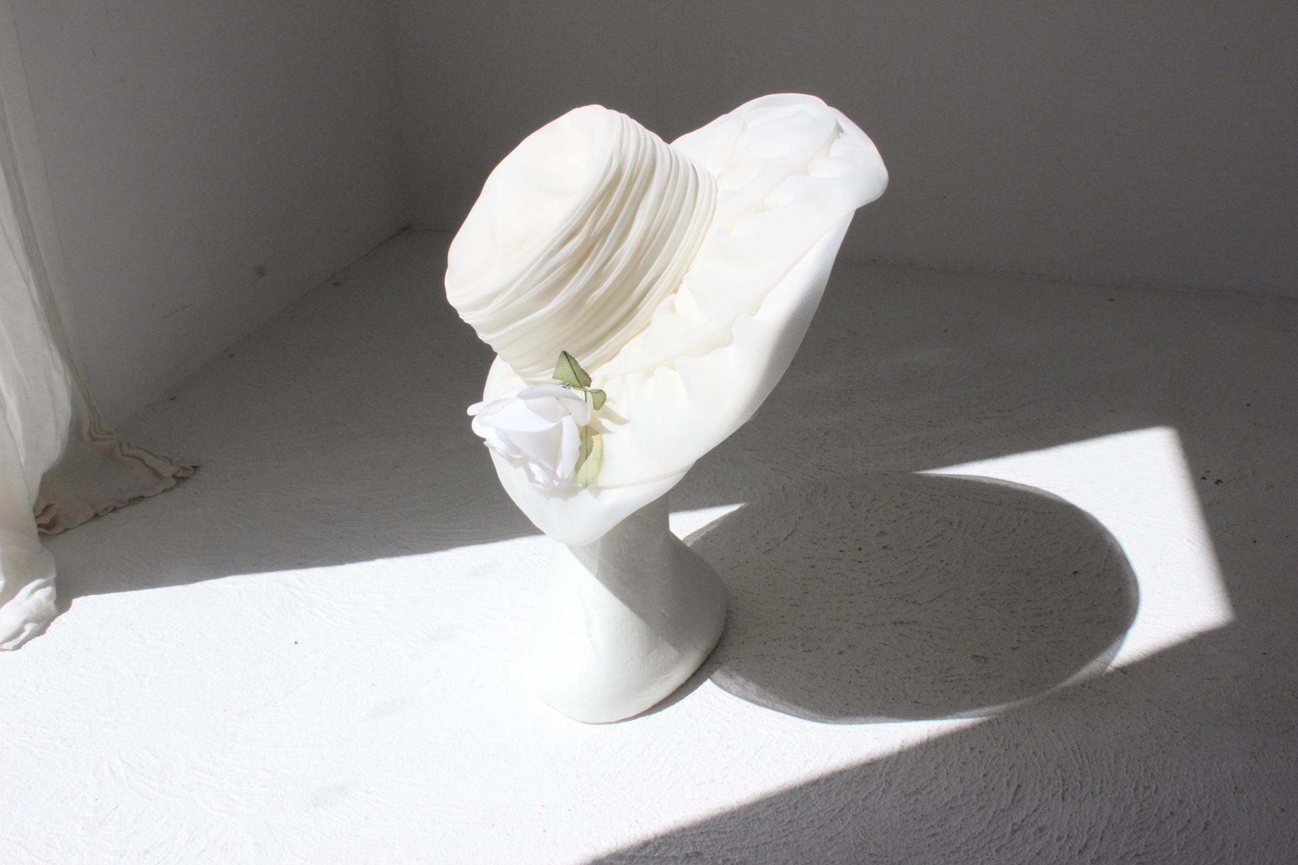 70s Bianca Jagger Ivory Wide Brim Hat
