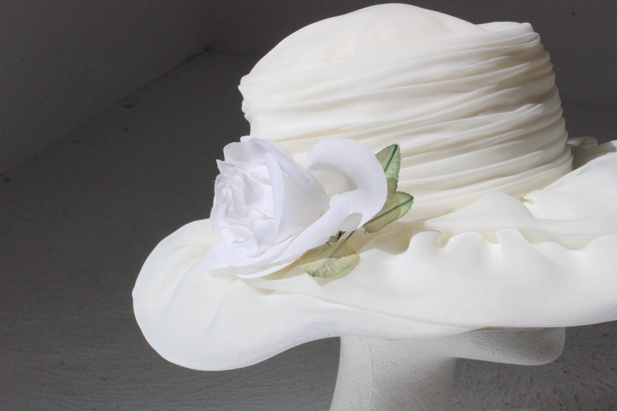 70s Bianca Jagger Ivory Wide Brim Hat