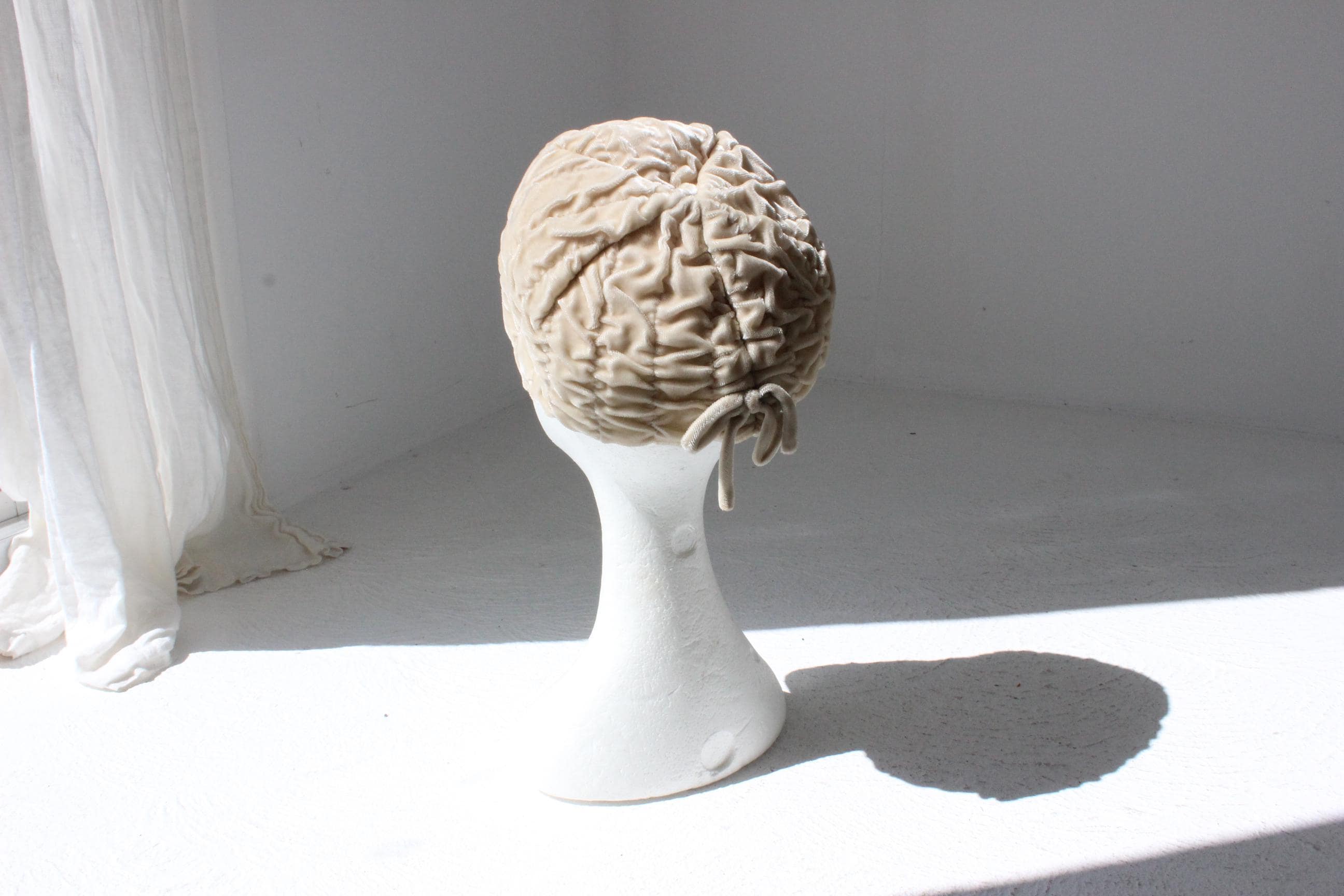 60s Ruched Velvet Sculptural Hat