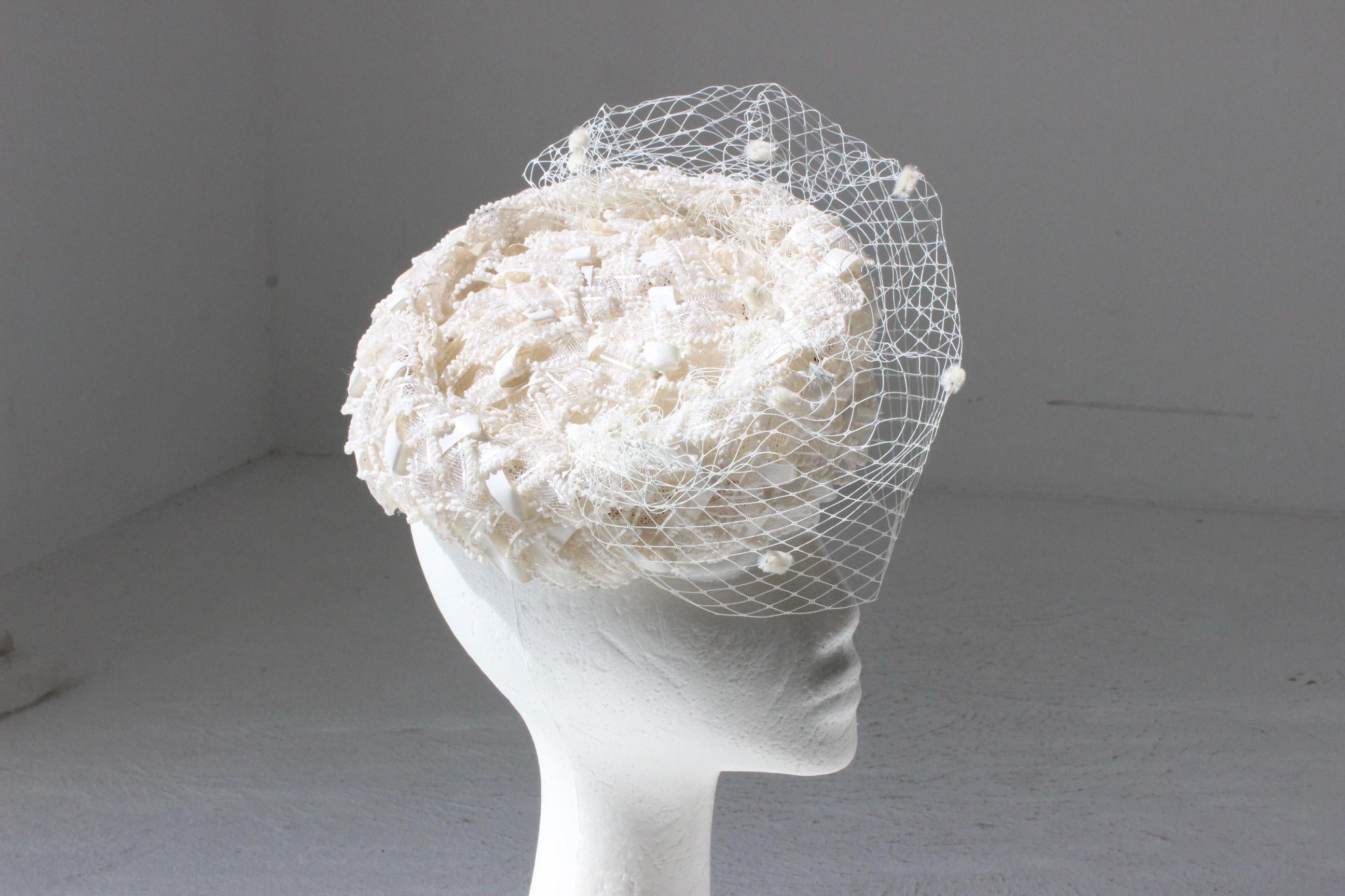 60s Raffia Veil Hat