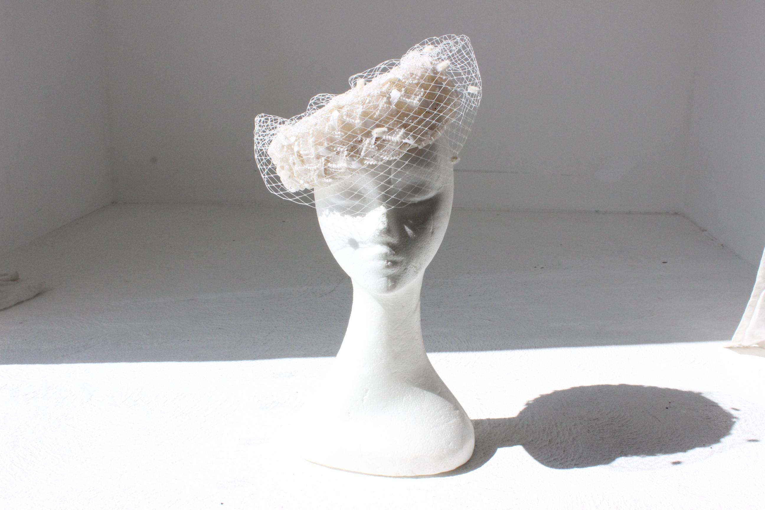 60s Raffia Veil Hat