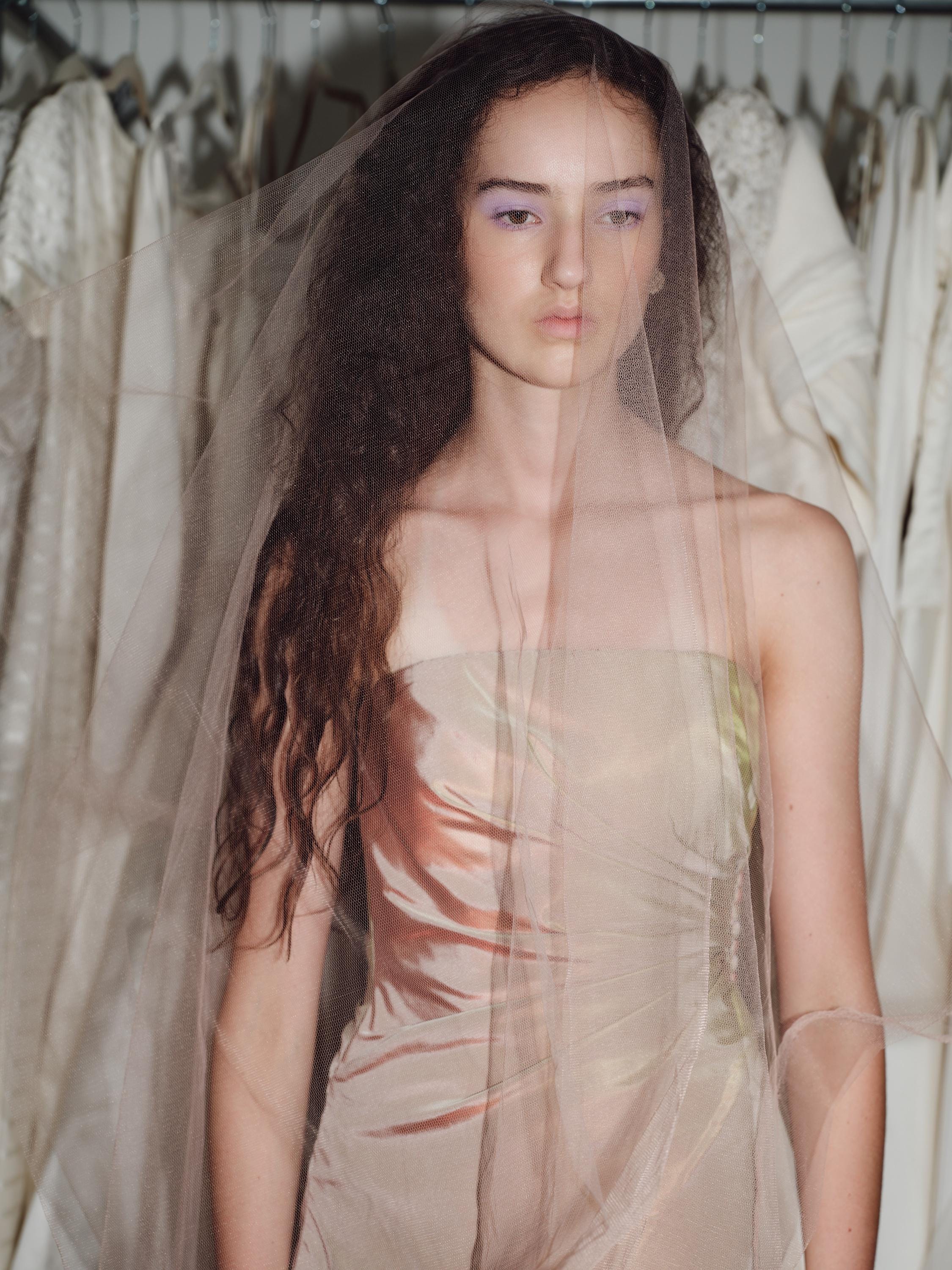 90s Helen Morley Holographic Silk A-Line Gown