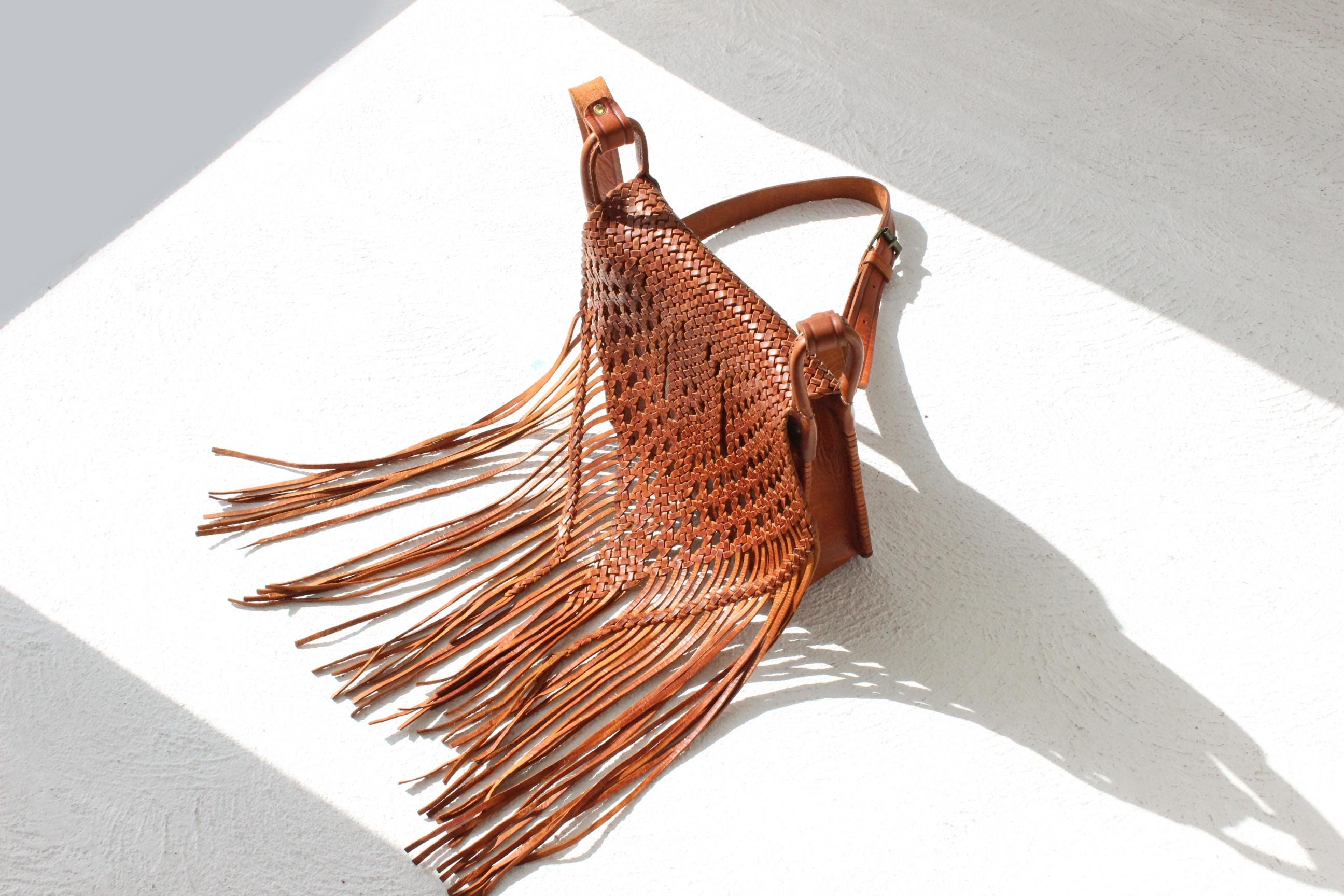 70s Handcrafted Woven Italian Leather Bag