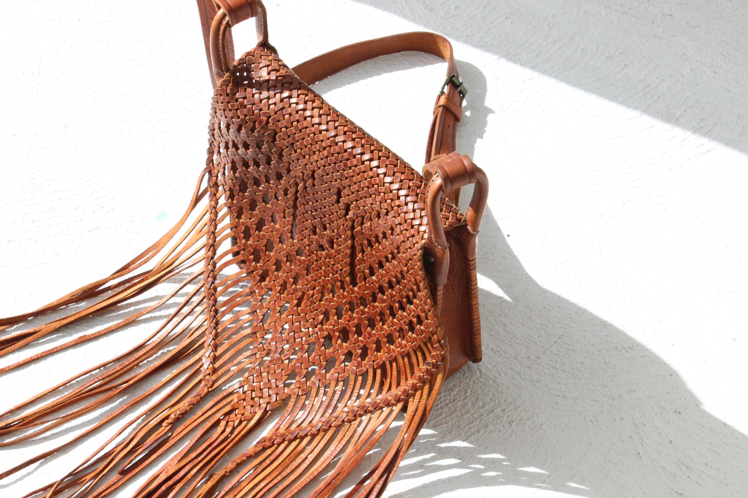 70s Handcrafted Woven Italian Leather Bag