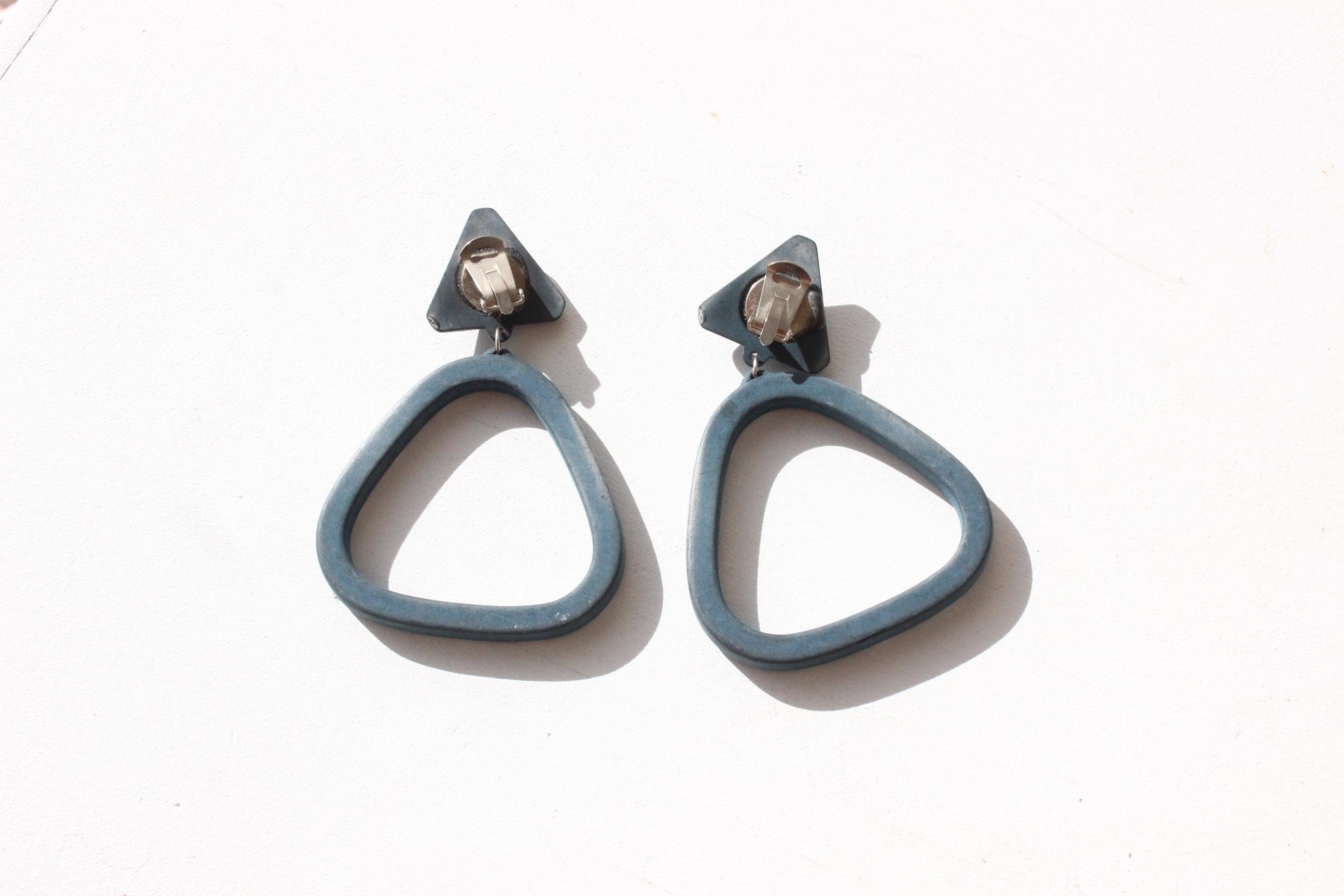 80s Petrol Blue Gallery Girl Clip On Earrings