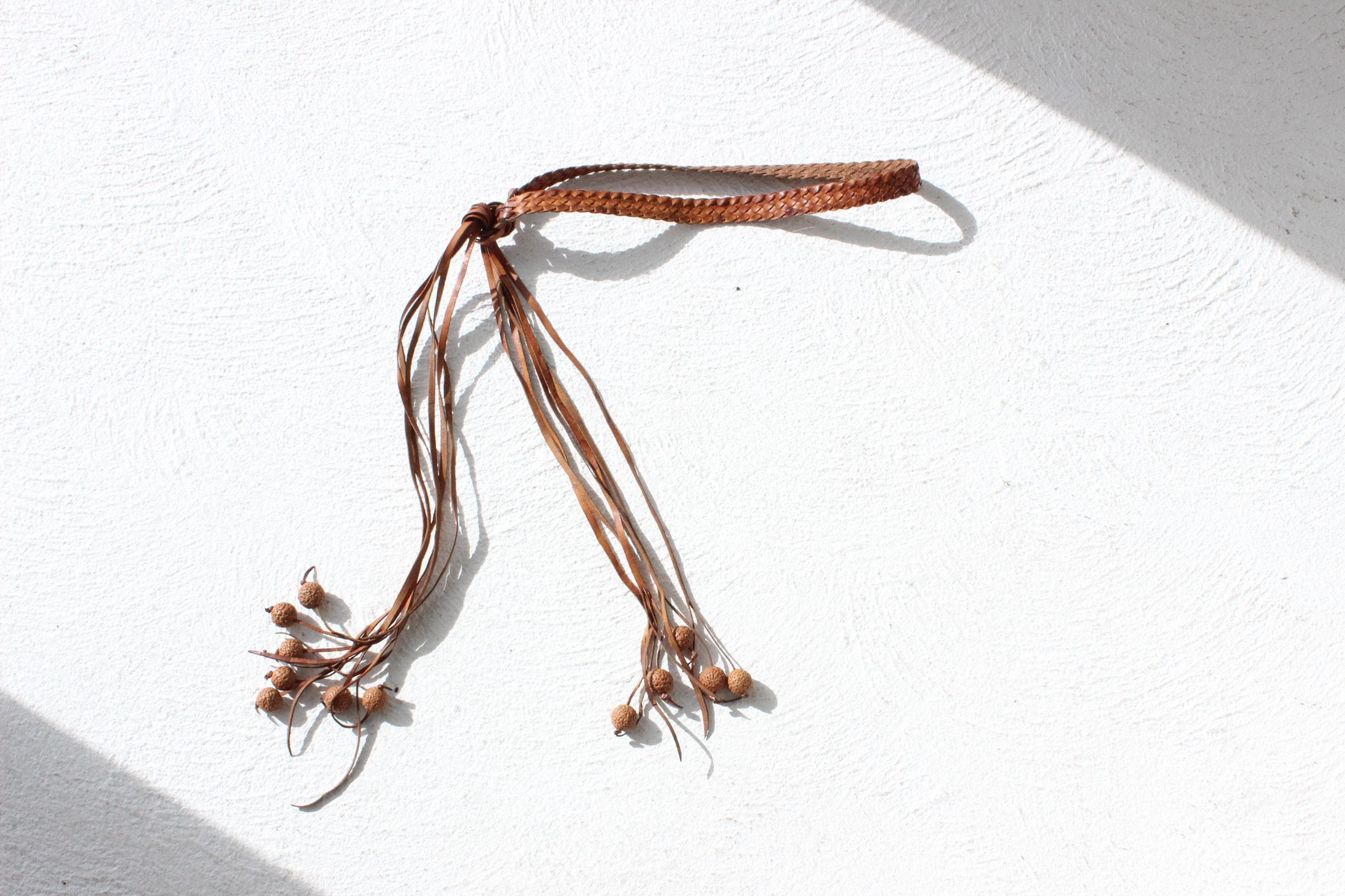 70s Braided Leather Gumnut Belt