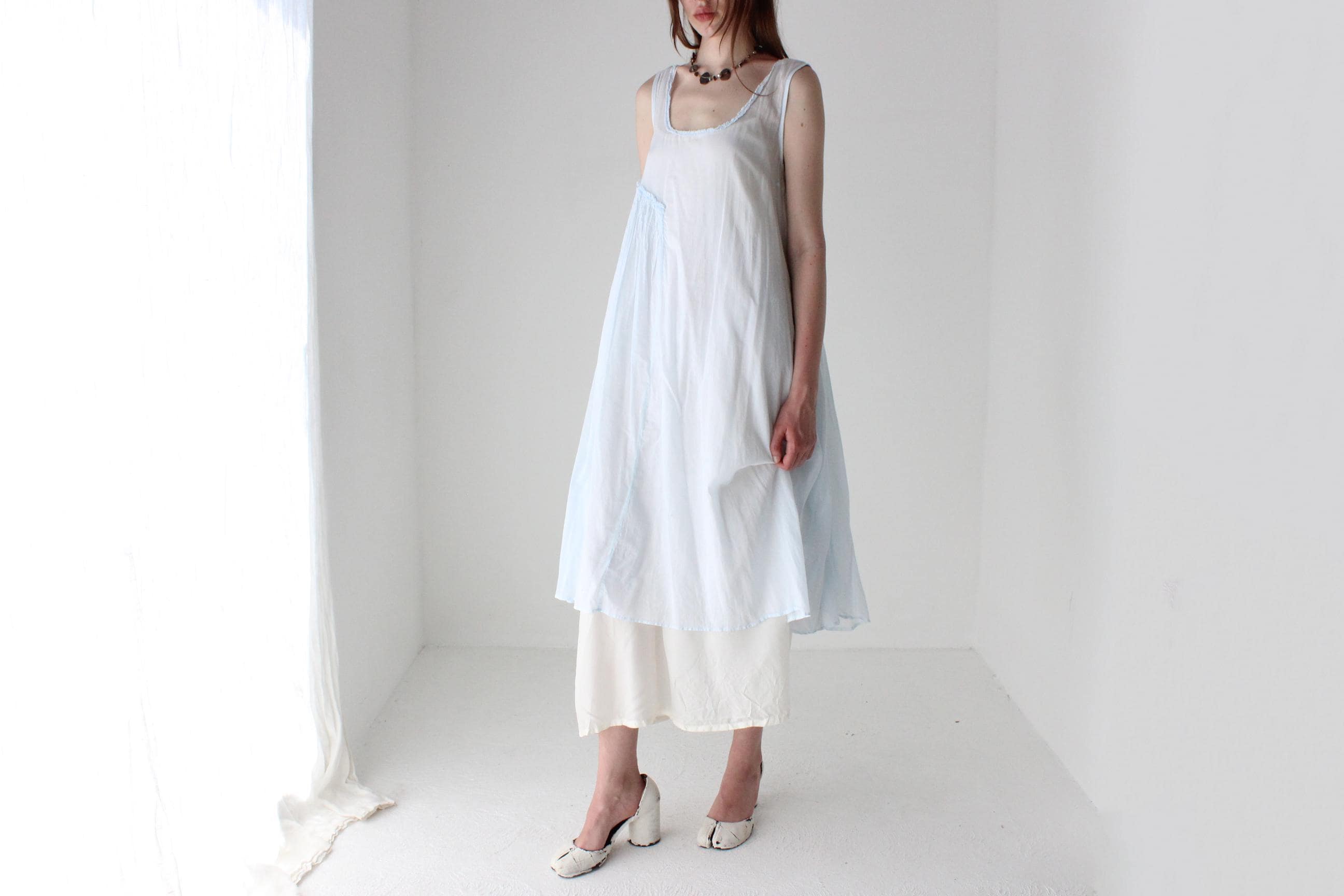 90s Tissue Thin Cotton Gauze Trapeze Dress
