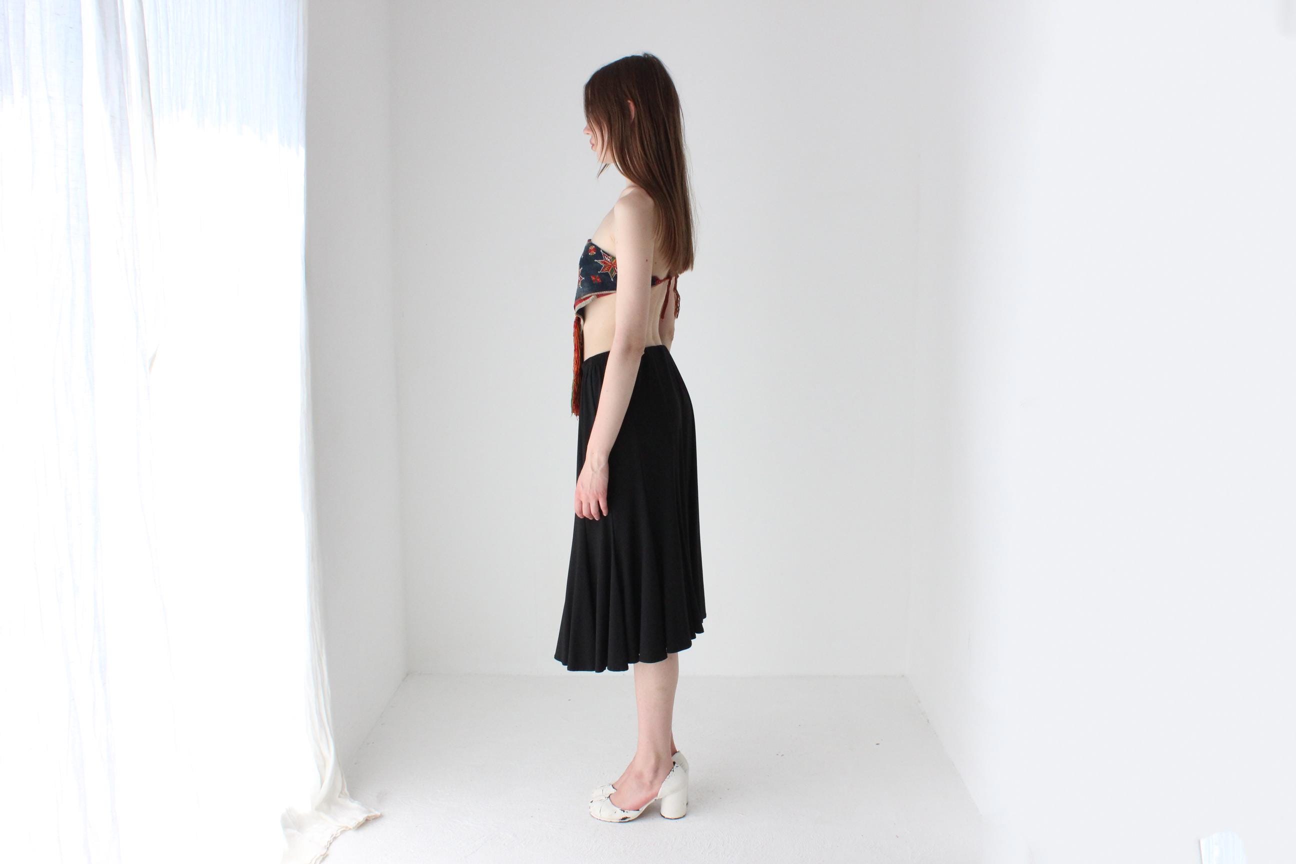 90s Minimal Slinky Midi Skirt