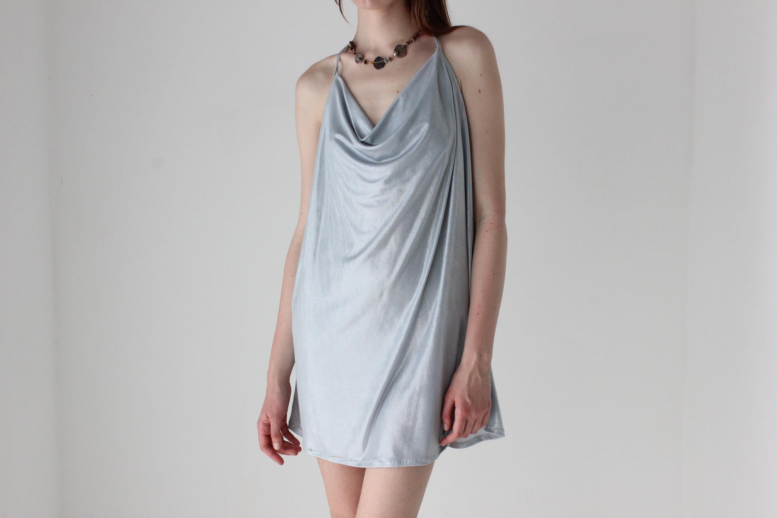90s Iridescent Slinky Halter Top or Mini