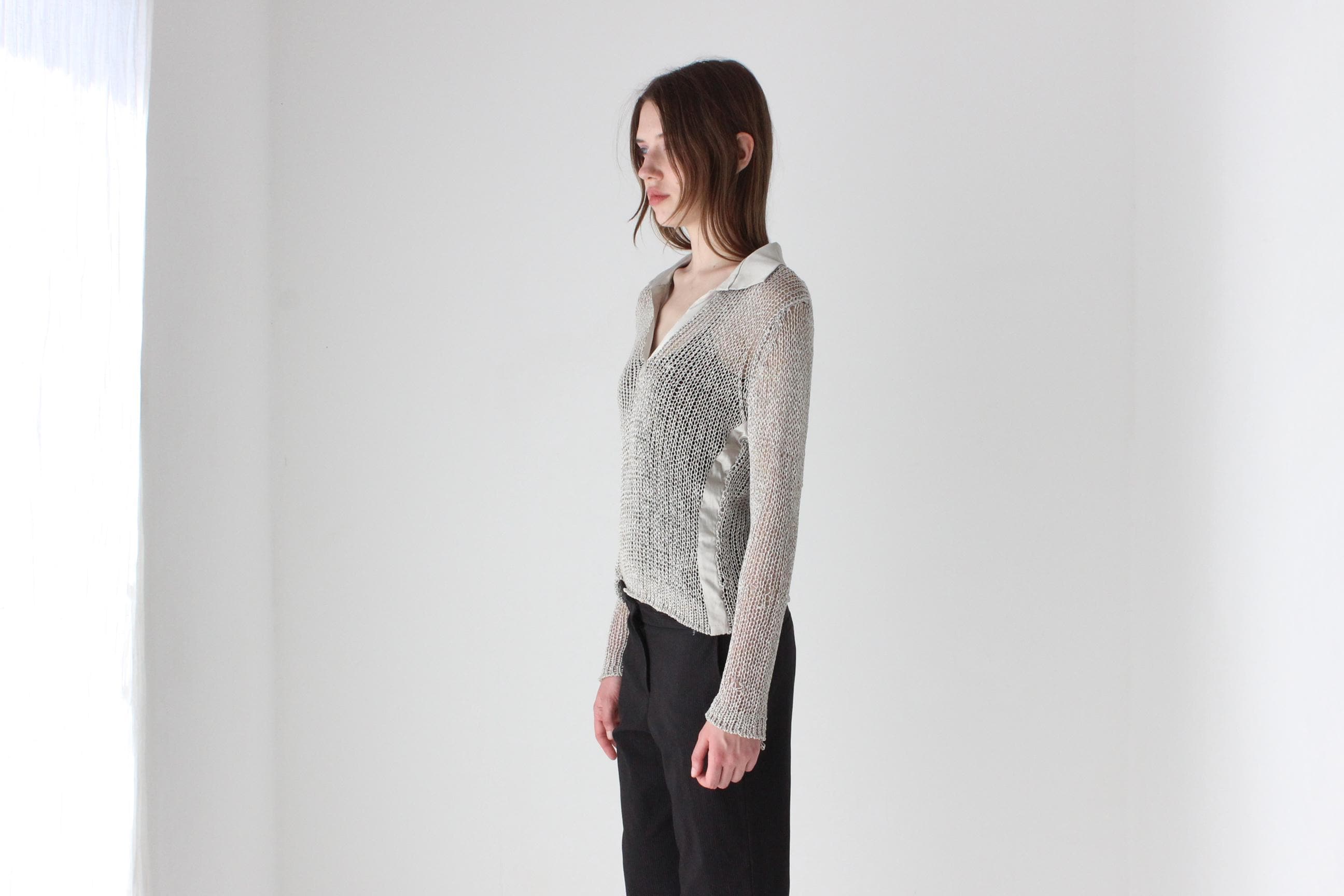 Y2K Futuristic Open Knit Top