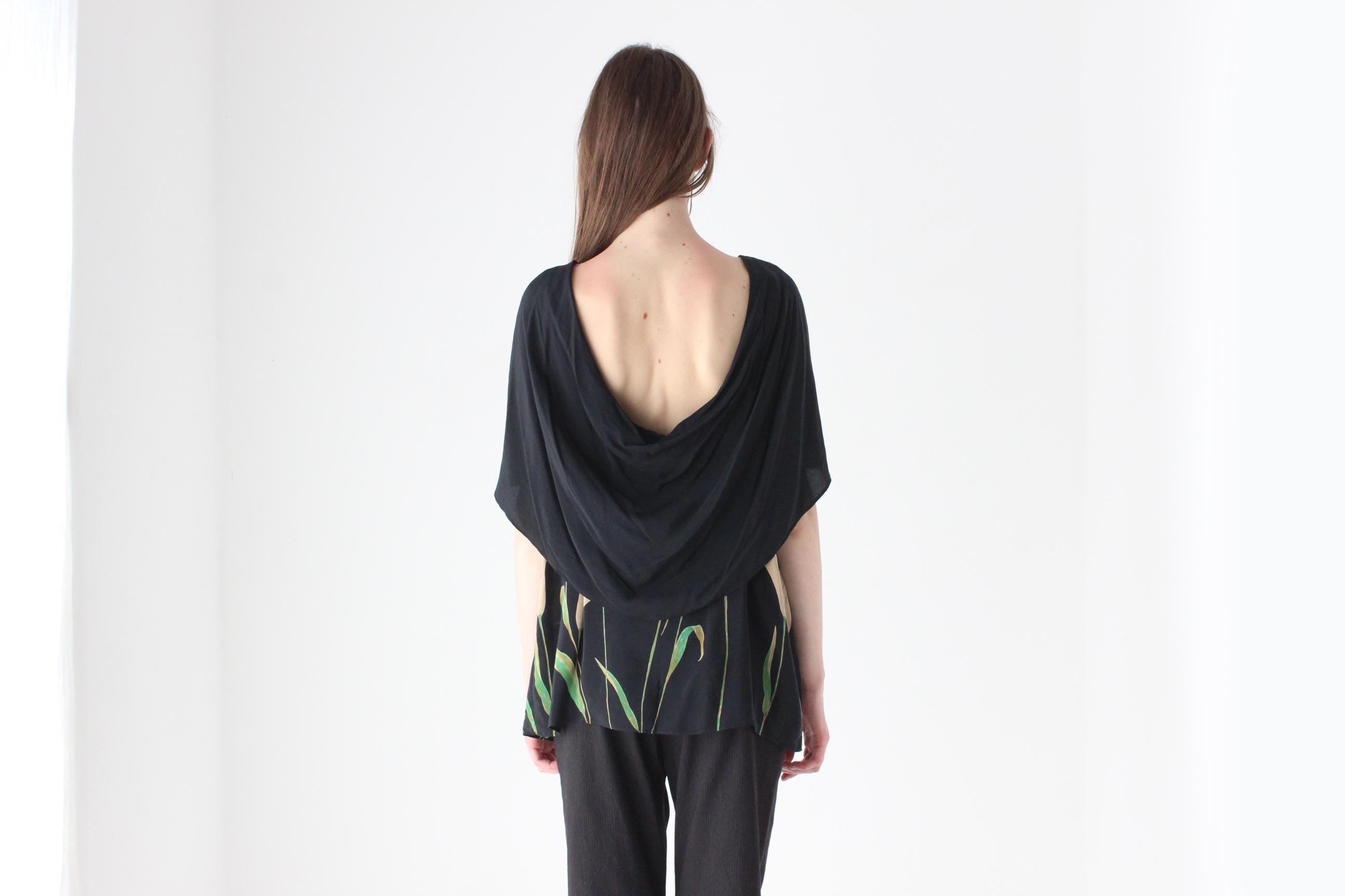 Y2K Pure Silk Painterly Calla Lili Top