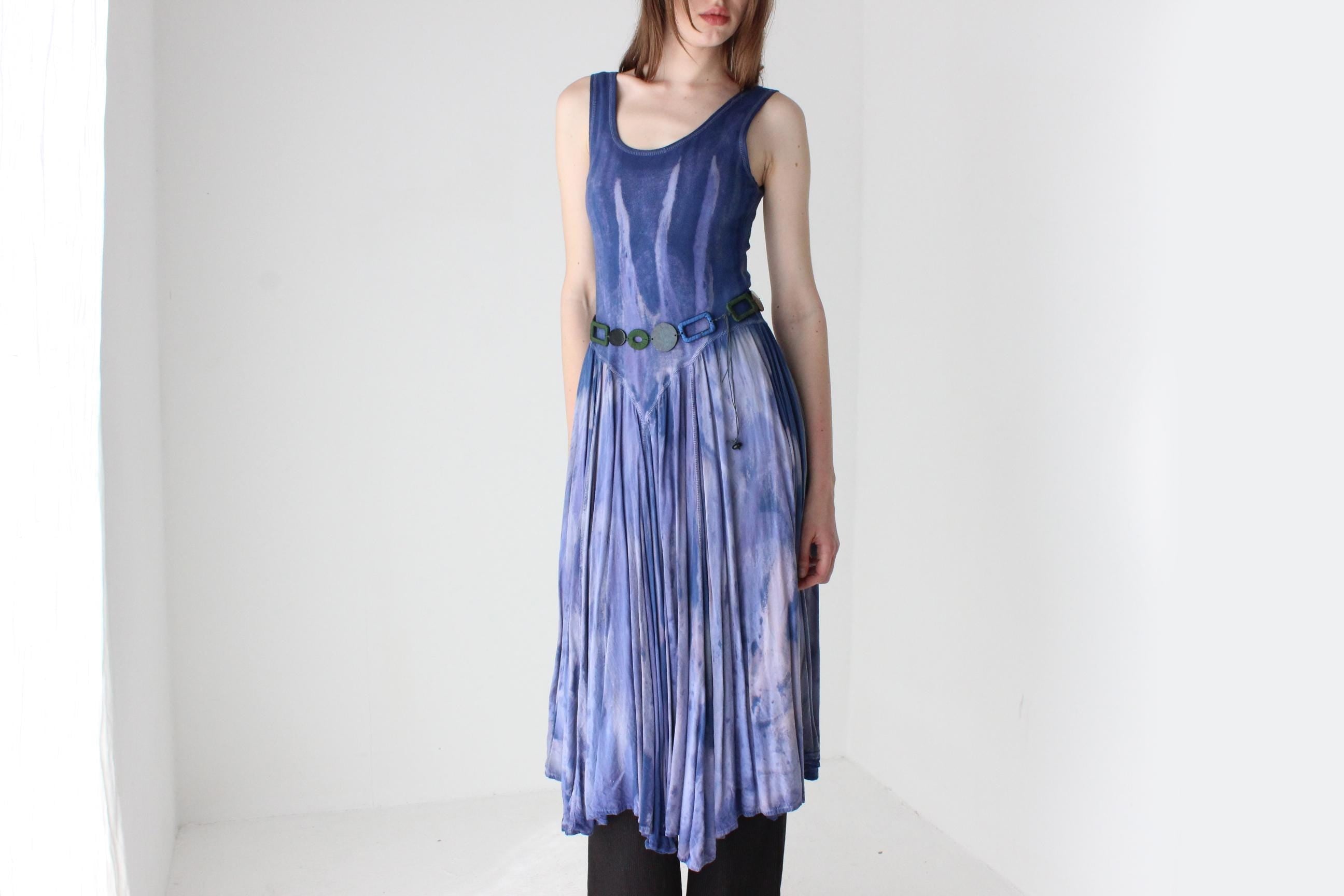 Coolest 90s Tie Dye Stretch Cotton Dress