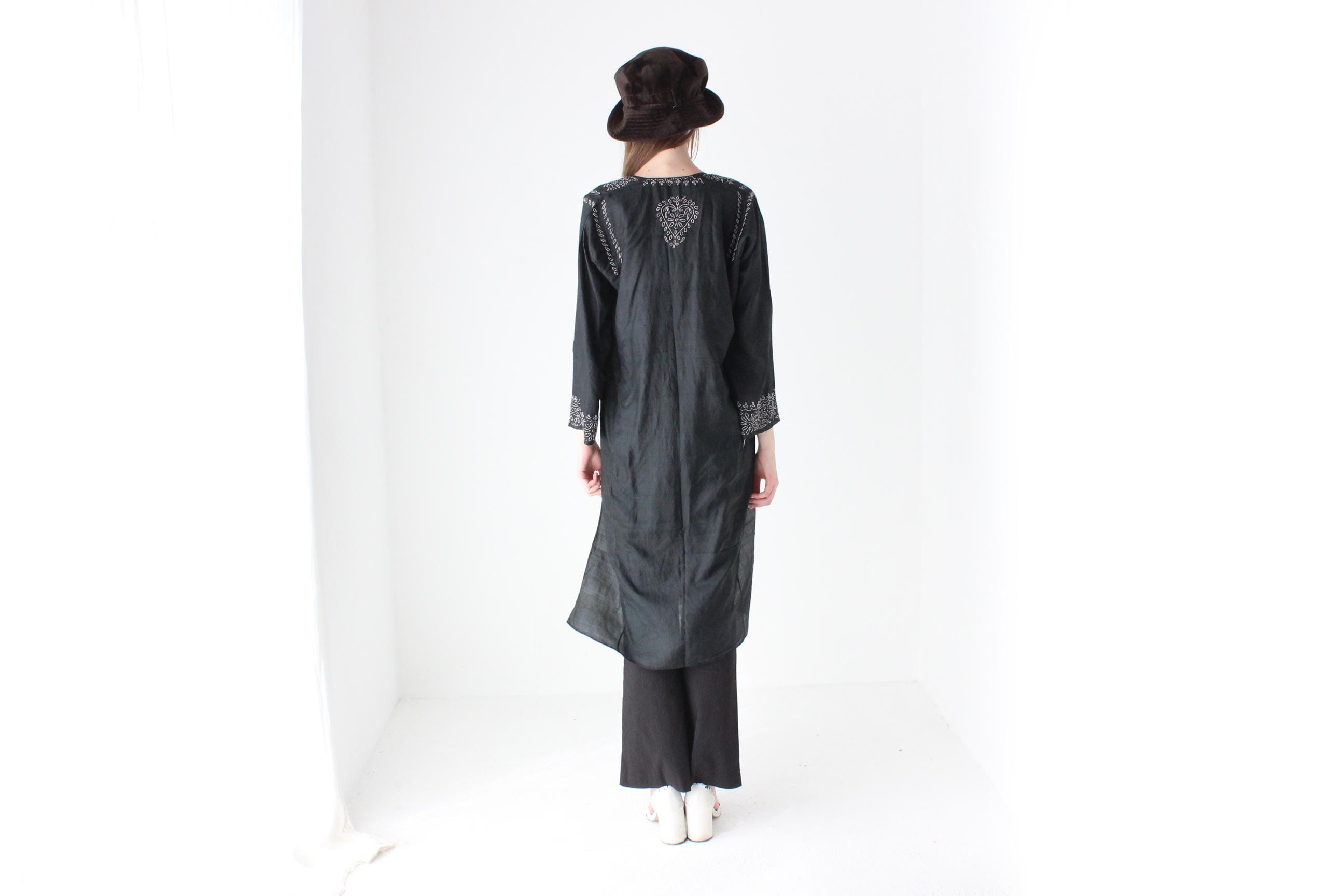 90s Indian Silk Embroidered Sheath Dress