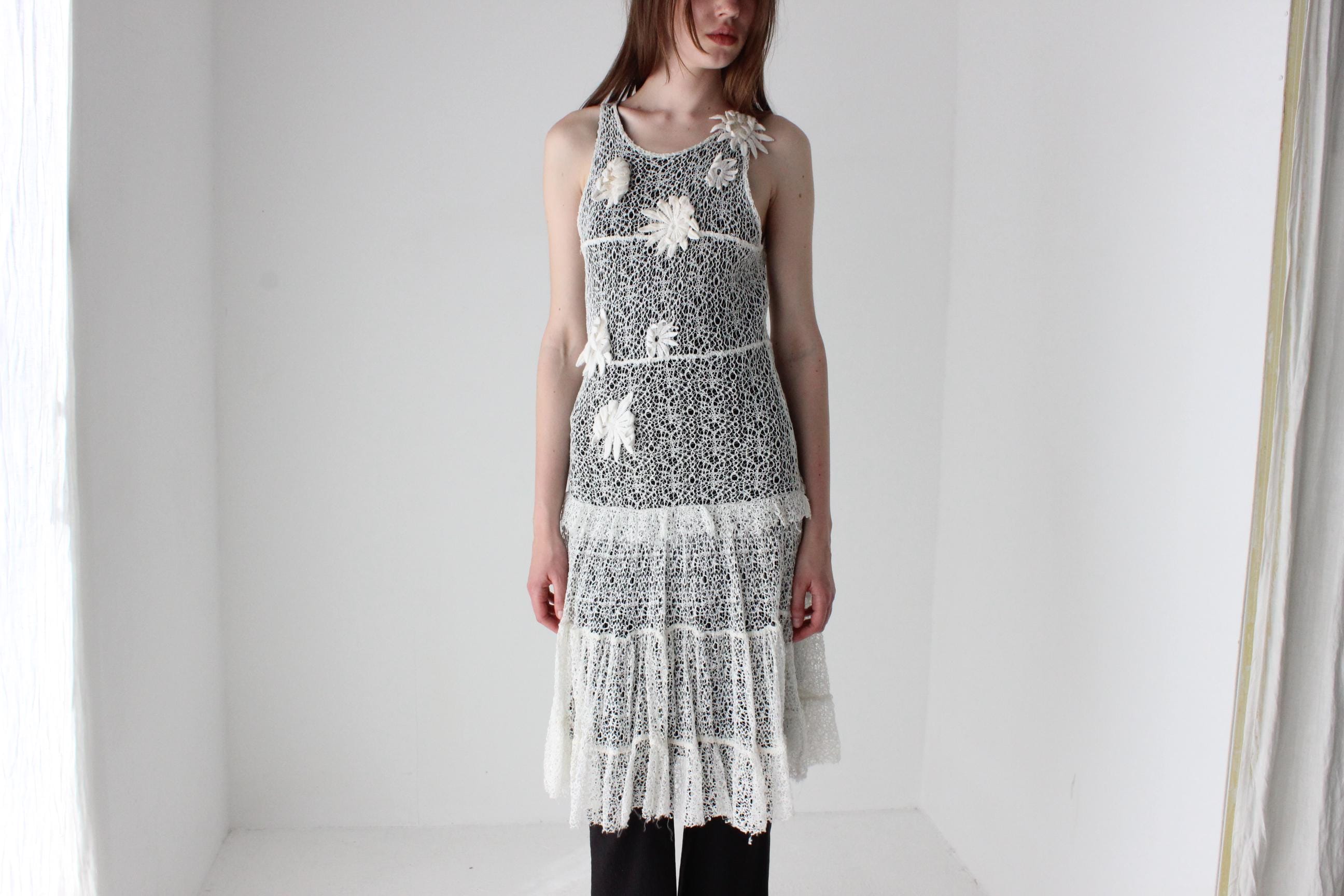 Y2K Italian Rinascimento 3D Crochet Flower Dress