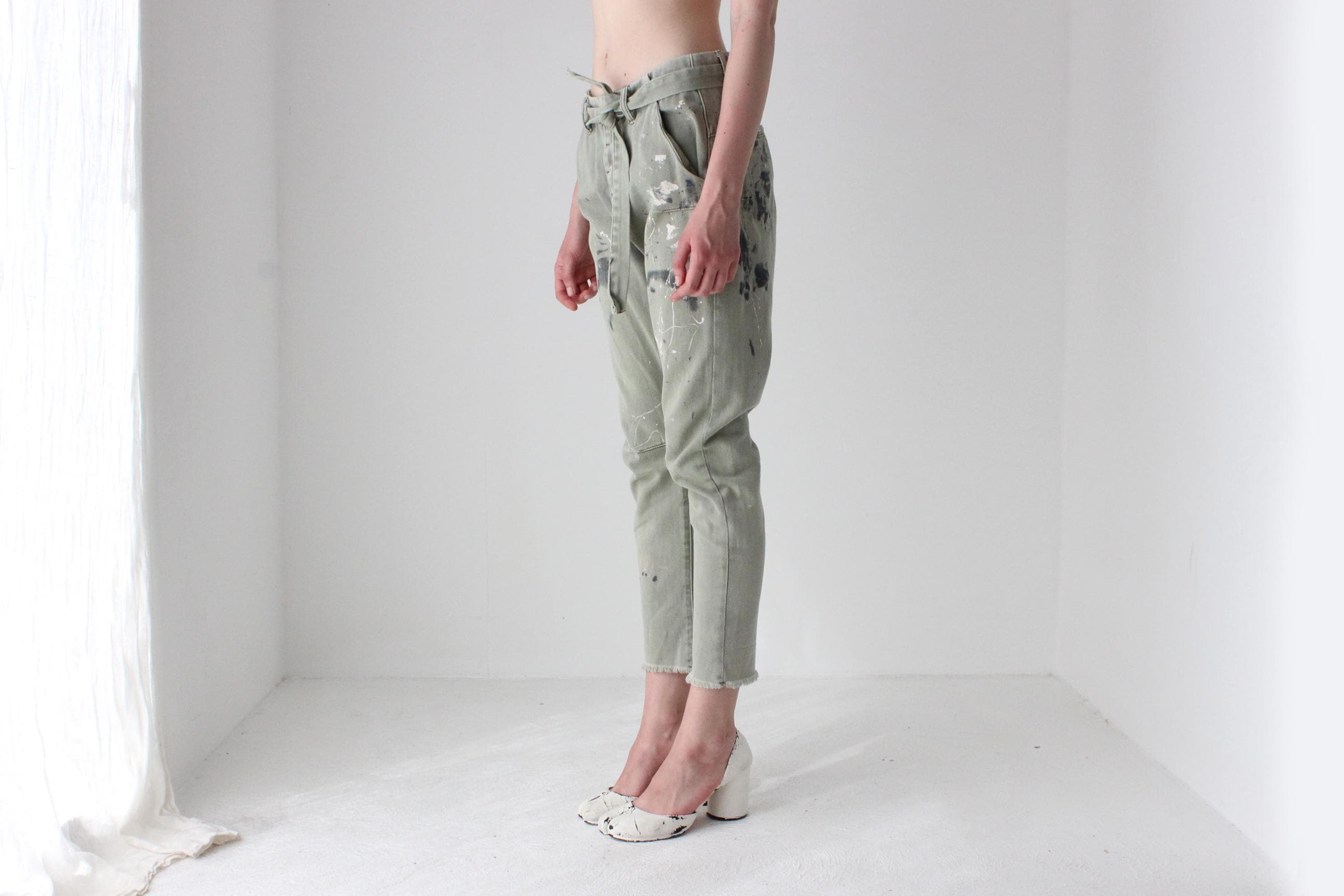 Y2K One Teaspoon Arty Paint Spatter Drop Crotch Pants