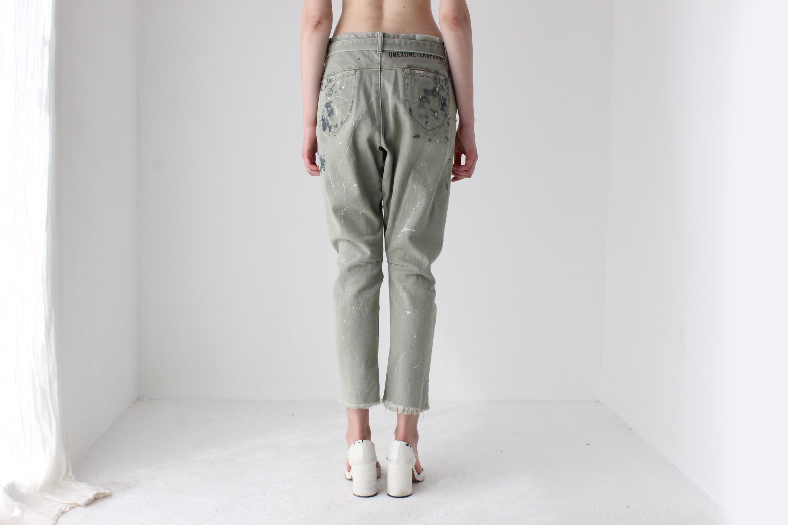 Y2K One Teaspoon Arty Paint Spatter Drop Crotch Pants