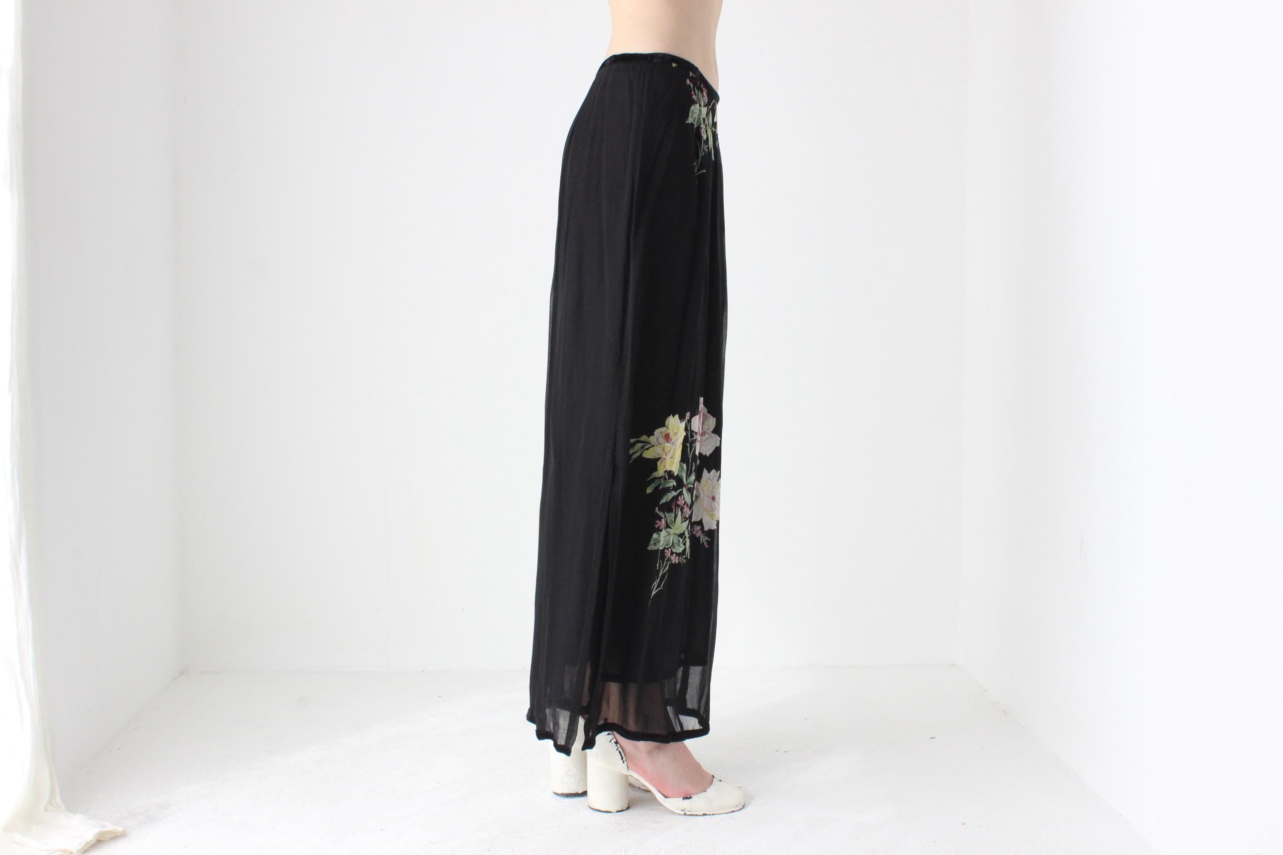 90s Peace Angel Rayon Gauze Maxi Skirt