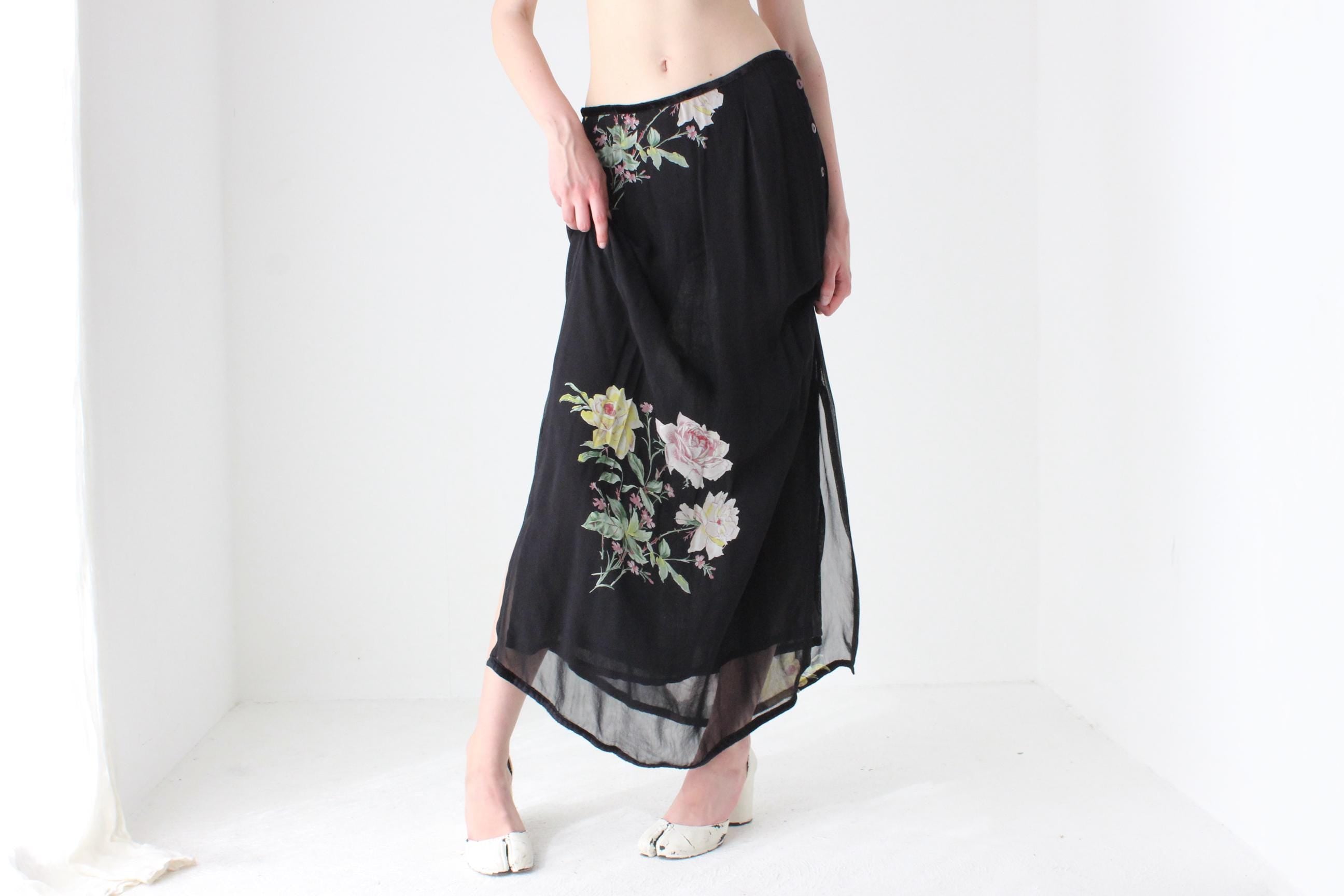 90s Peace Angel Rayon Gauze Maxi Skirt