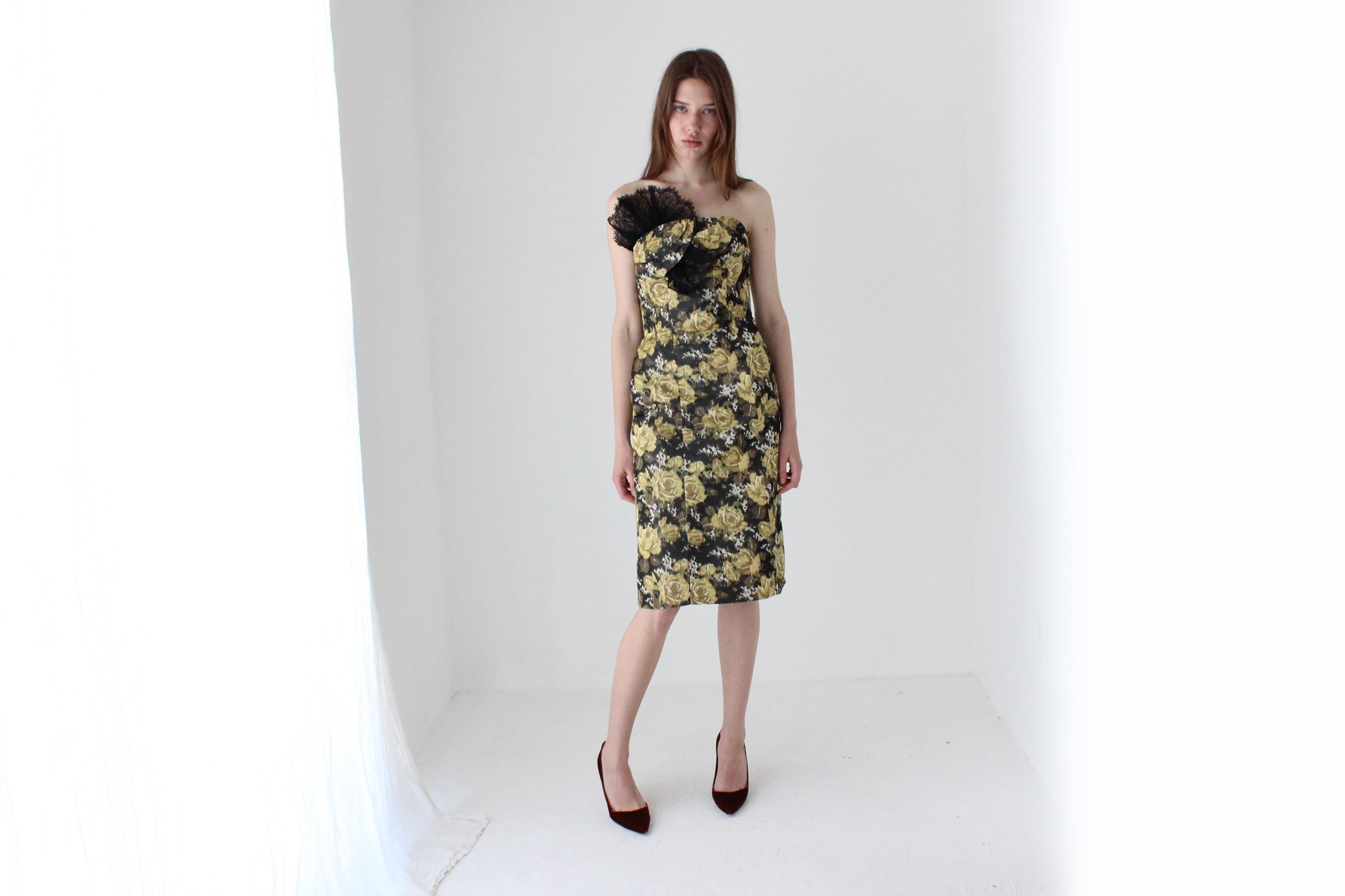 60s Pure Silk Bespoke Fitted Cocktail Dress