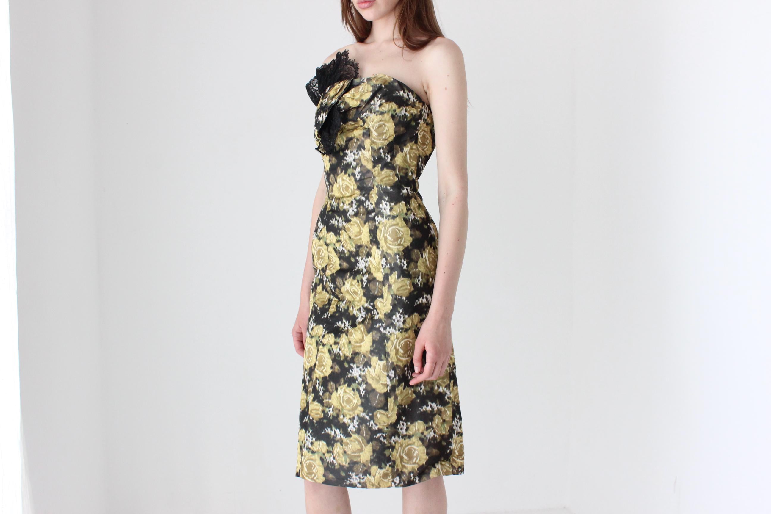 60s Pure Silk Bespoke Fitted Cocktail Dress