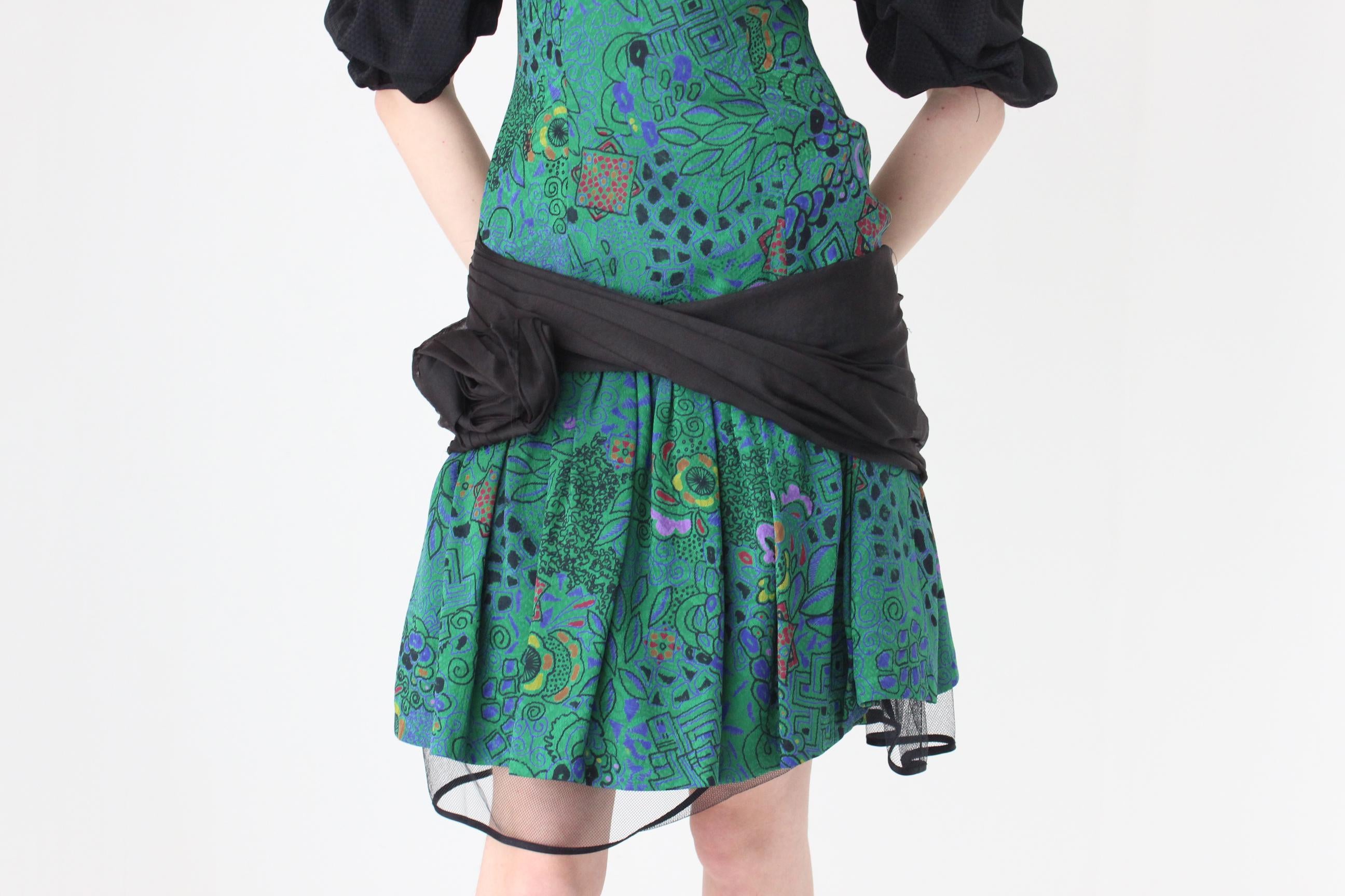 80s Puff Sleeve & Tulle Cocktail Dress