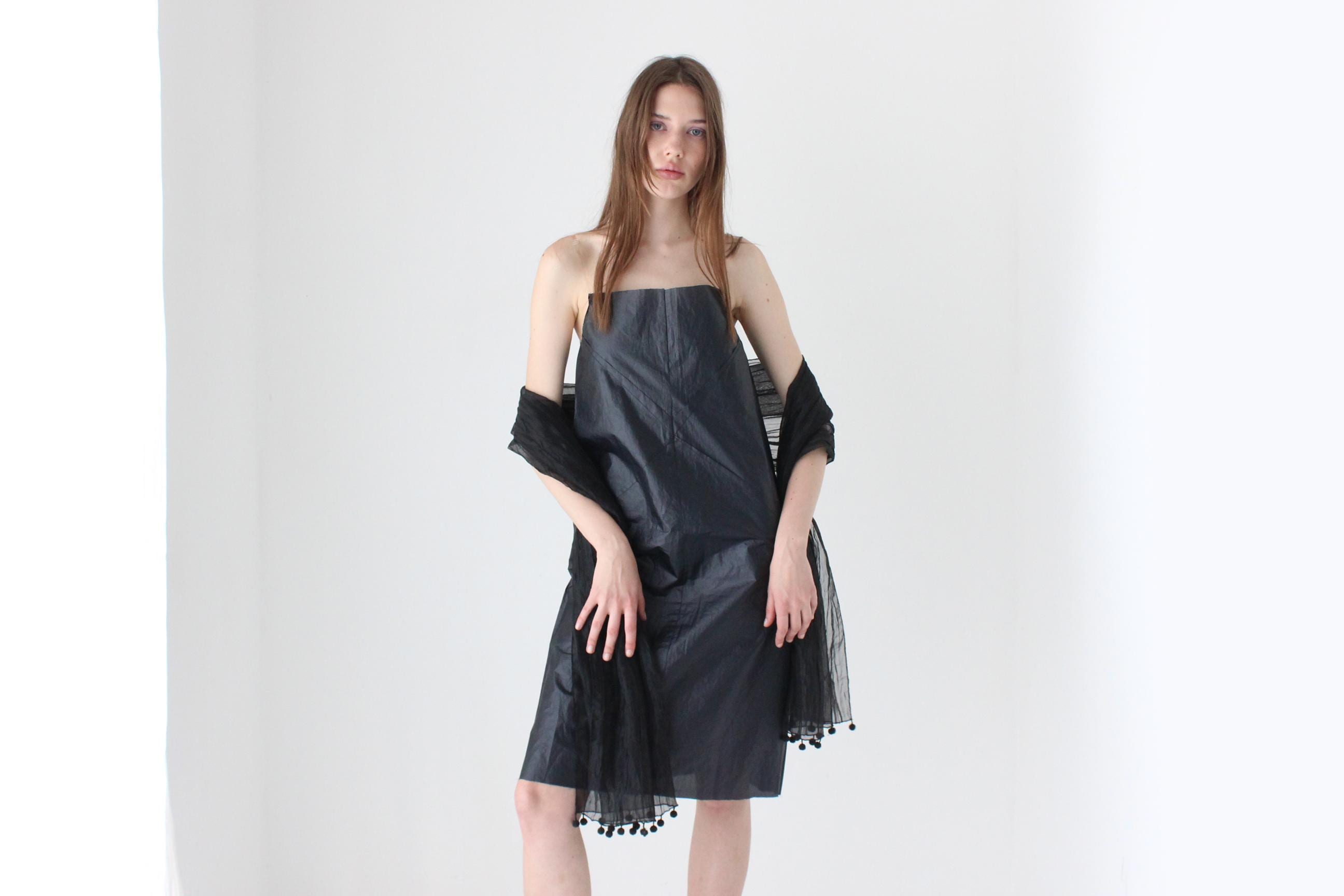 Unreal Crinkle Organza Multi-Way Shawl w/ Beaded Pom Poms