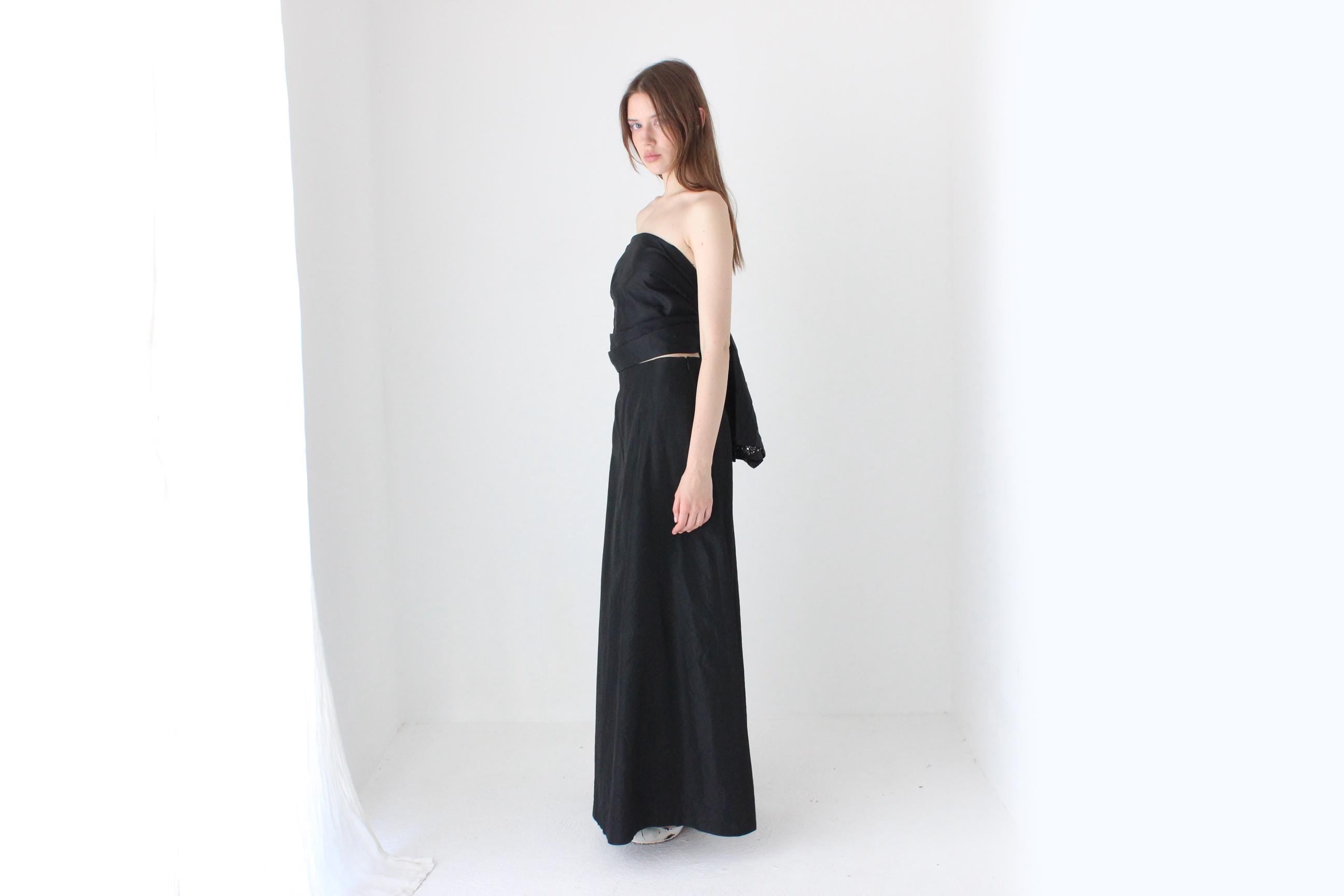 90s Black Taffeta Multi-Way Sash