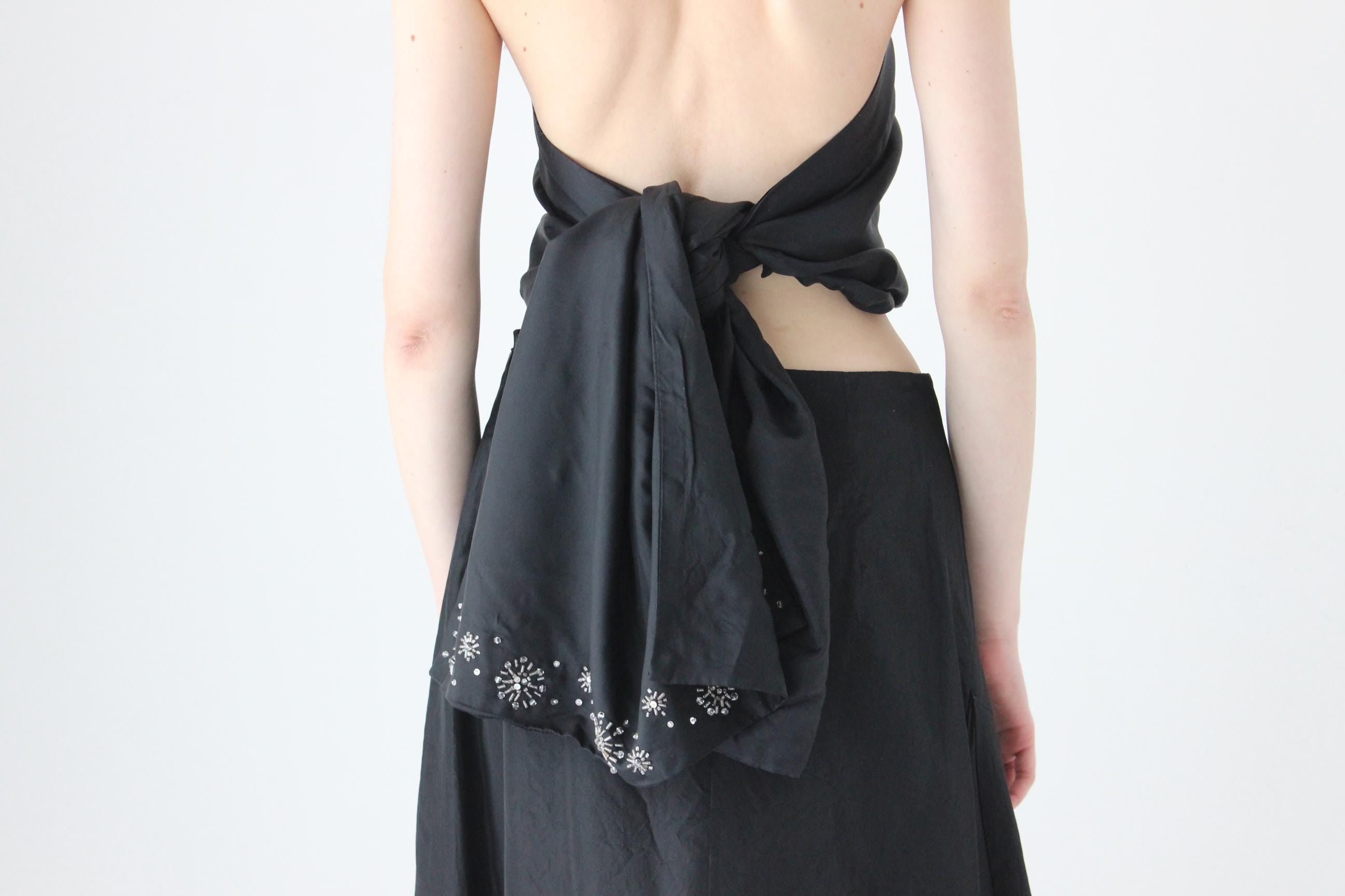 90s Black Taffeta Multi-Way Sash