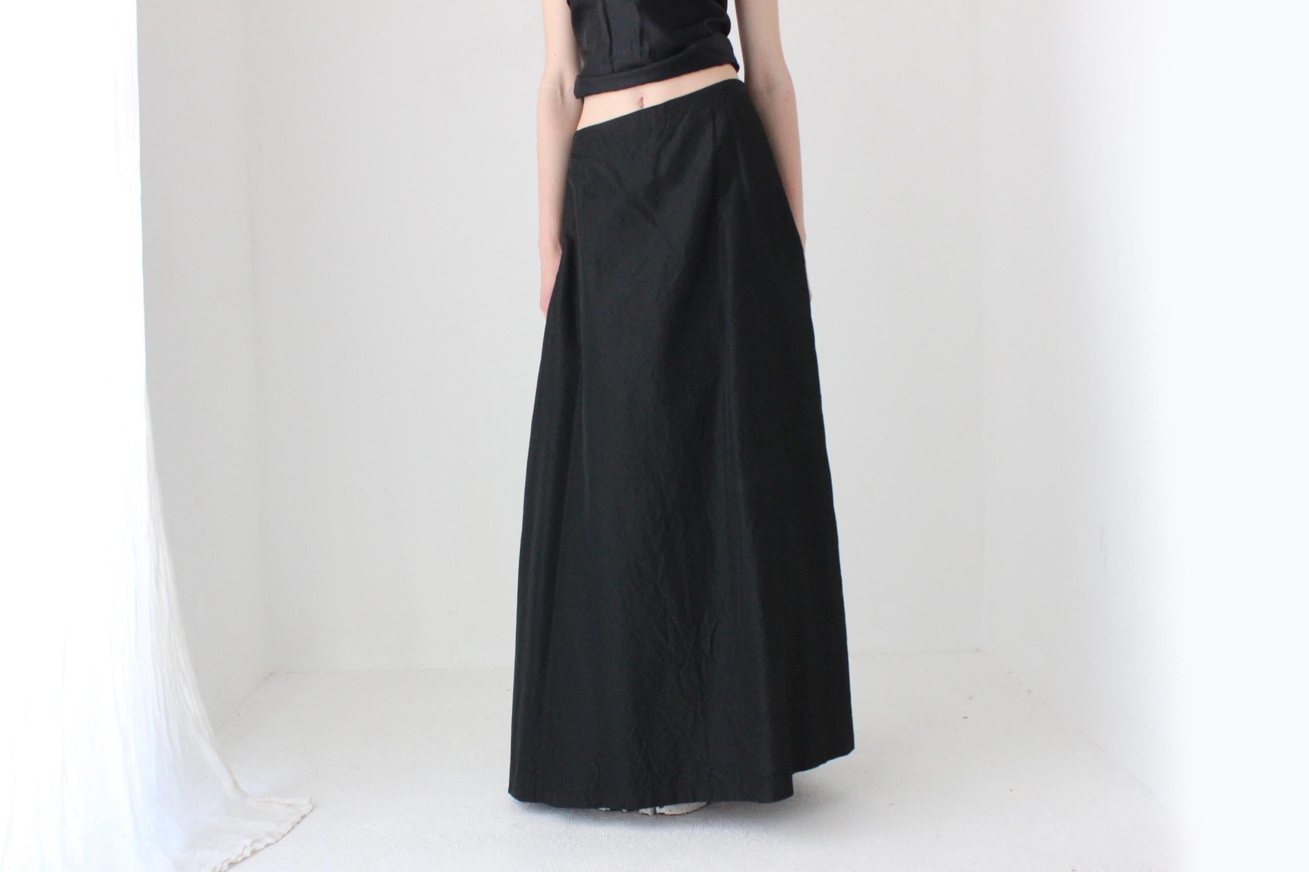 90s Vera Wang Black Taffeta A Line Formal Skirt