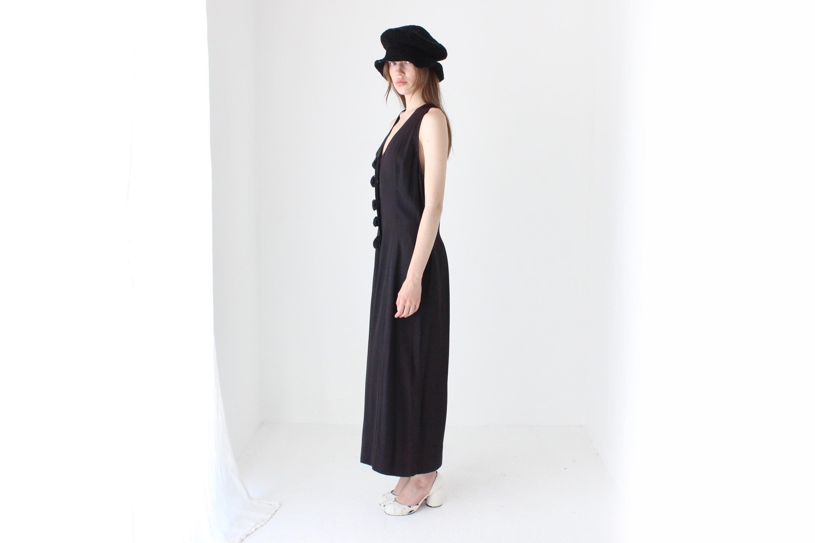 80s Crepe Wide Leg Jumpsuit w/ 3D Rosettes
