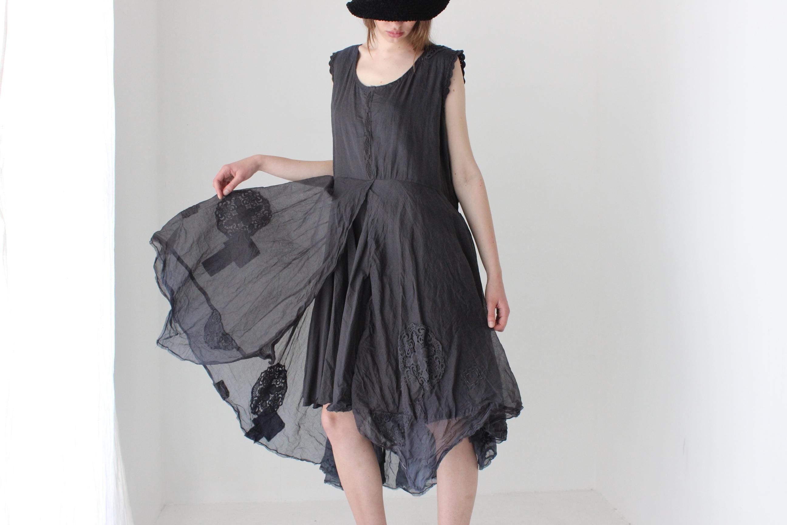 2000s Arty Cotton Gauze & Organdy Voluminous Wired Ruffle Dress by Ewa I Walla