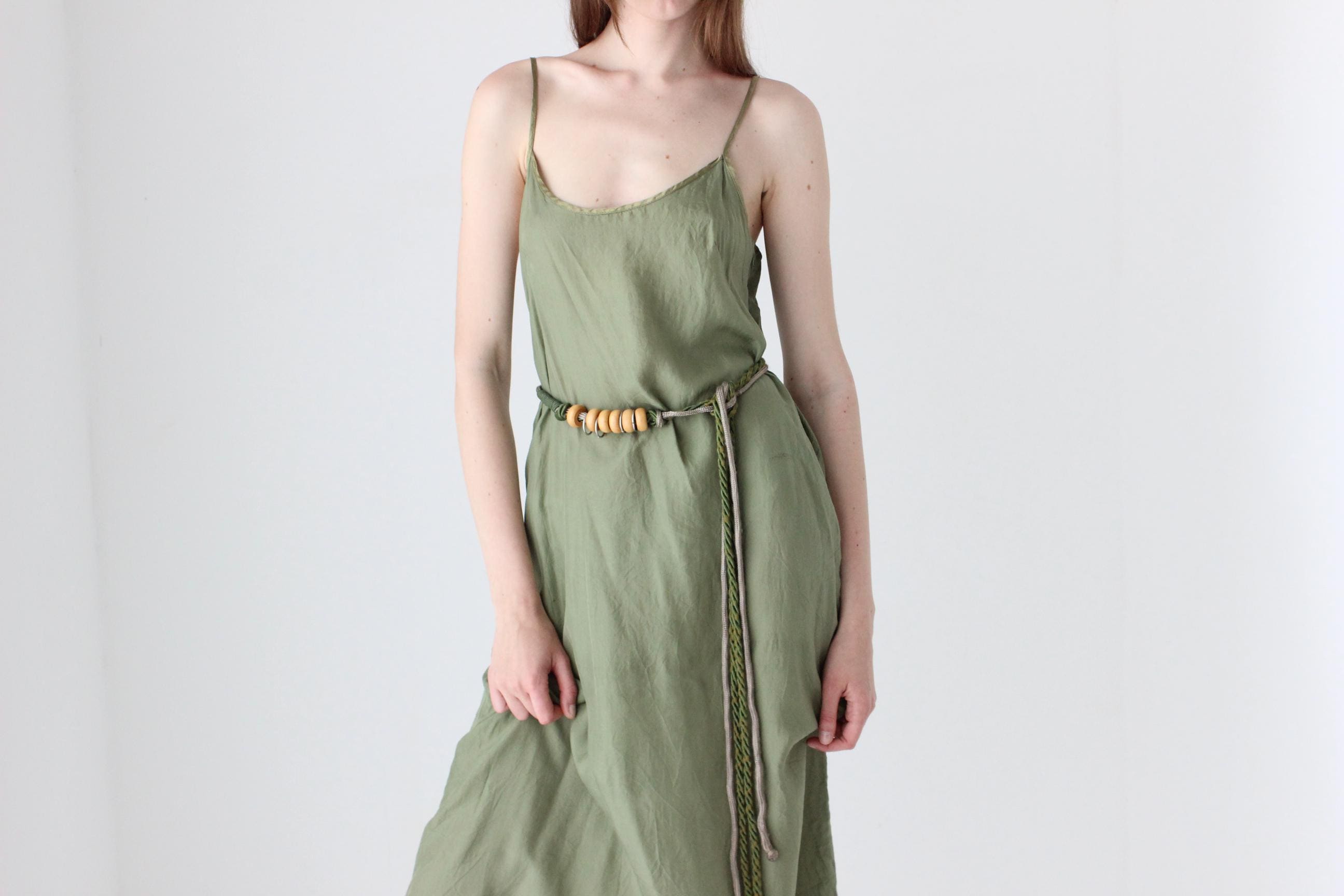 70s Olive Green Rope Belt