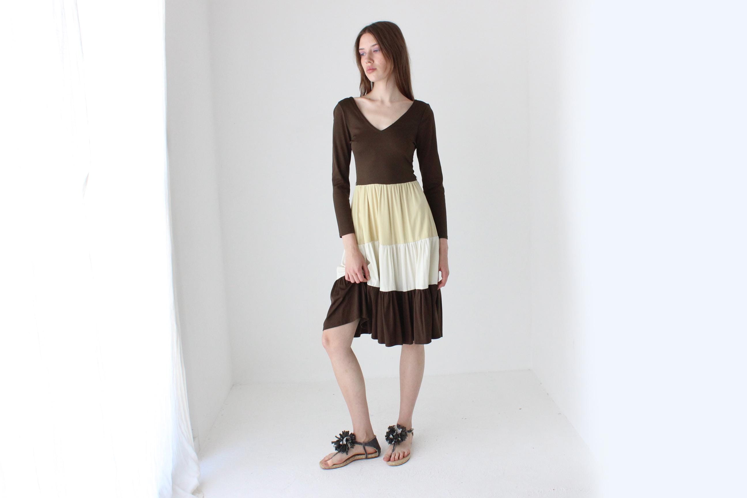 Funky 70s Tiered Jersey Dress