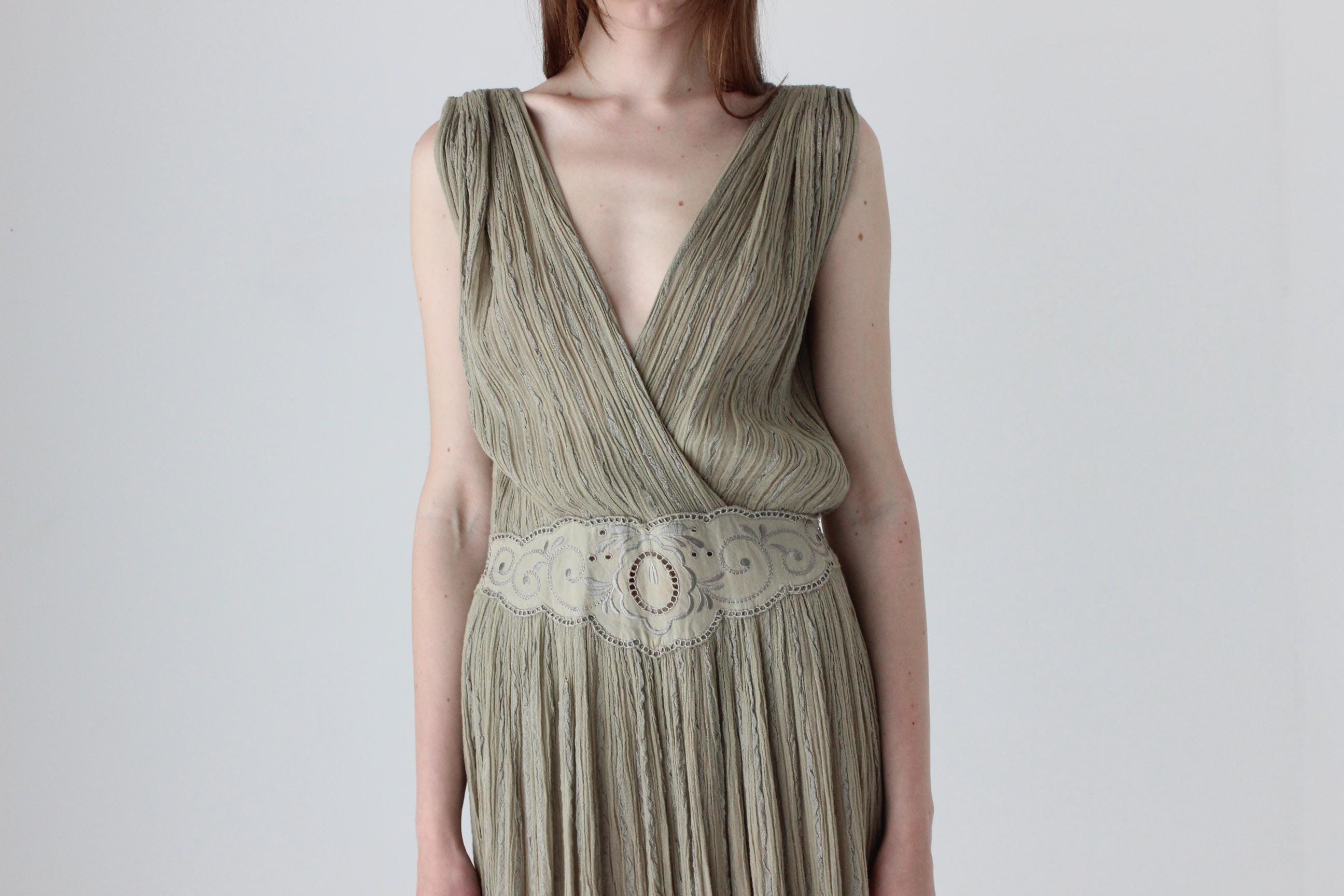2000s Athenian Greek Made Gauze Dress